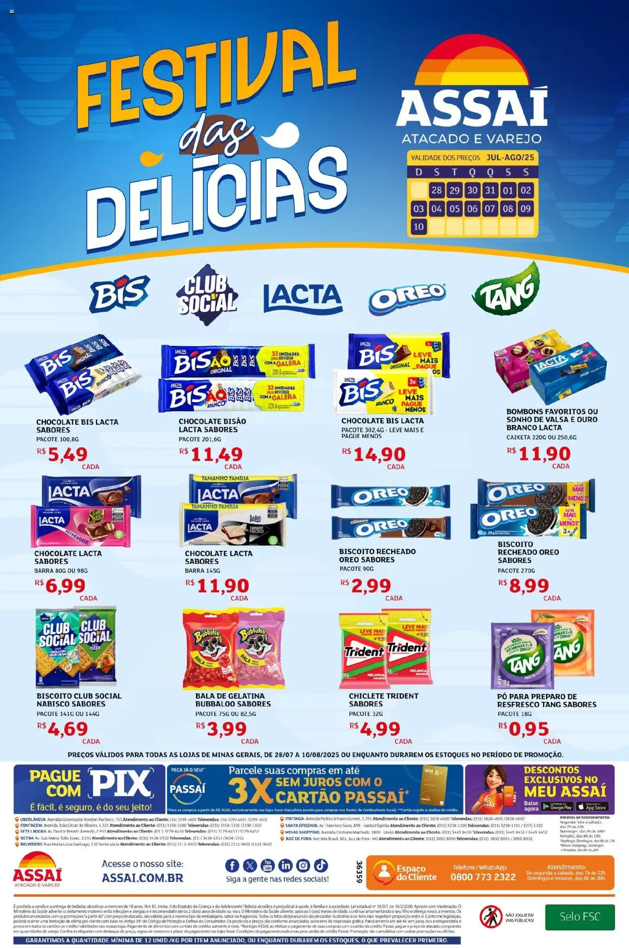 Assaí Atacadista Folheto - válido de 28.07.2025 | Página: 1 | Produtos: Biscoito, Pneus, Base, Telefone