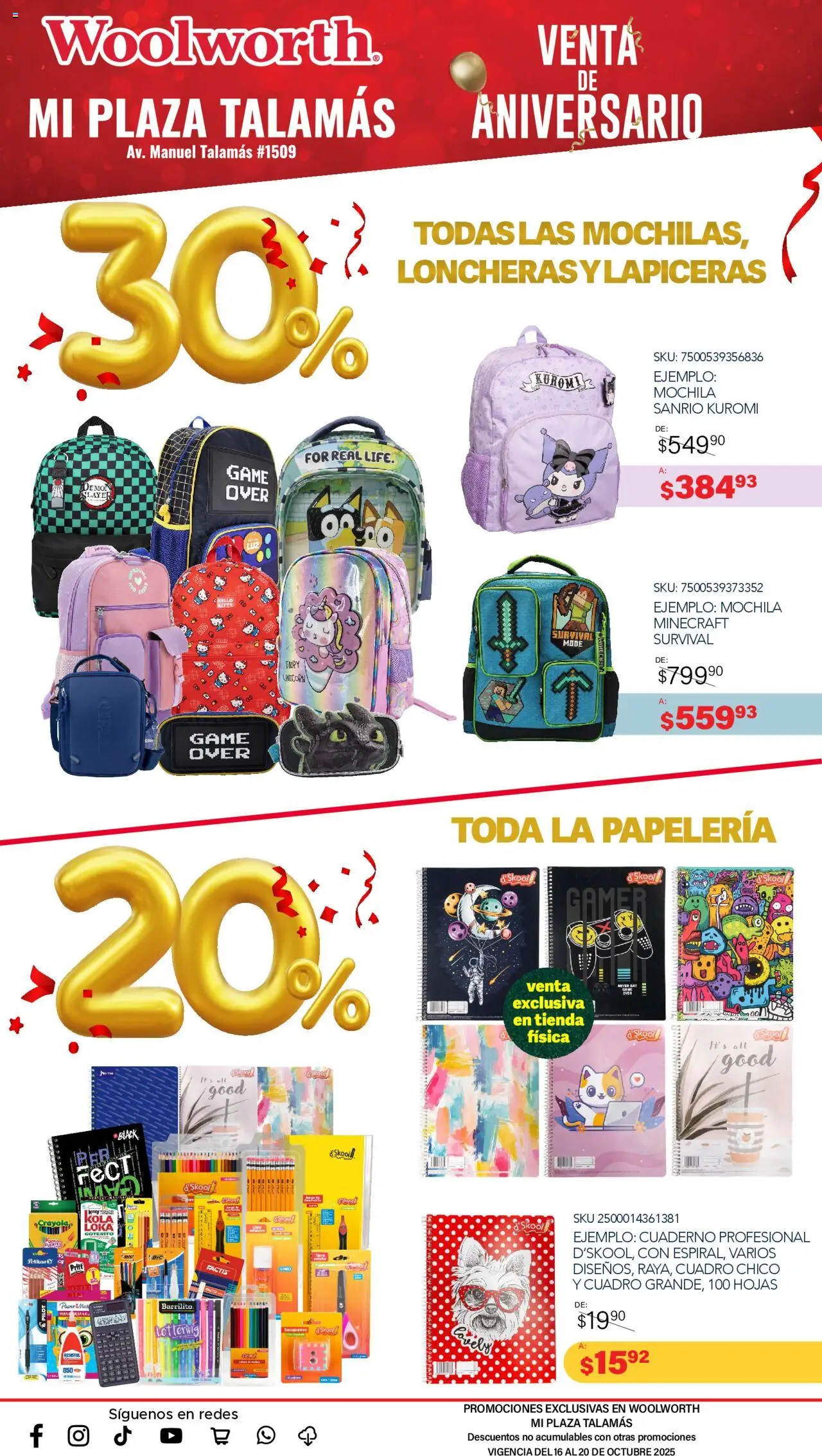 Nuevas ofertas de Del Sol y Woolworth válidas en toda la República Mexicana desde el 16.10.2025. ¡Encuentra las mejores ofertas en Del Sol y Woolworth - Aniversario Apertura Woolworth Talamás! | Página: 4 | Productos: Cuadro, Mochila, Cuaderno