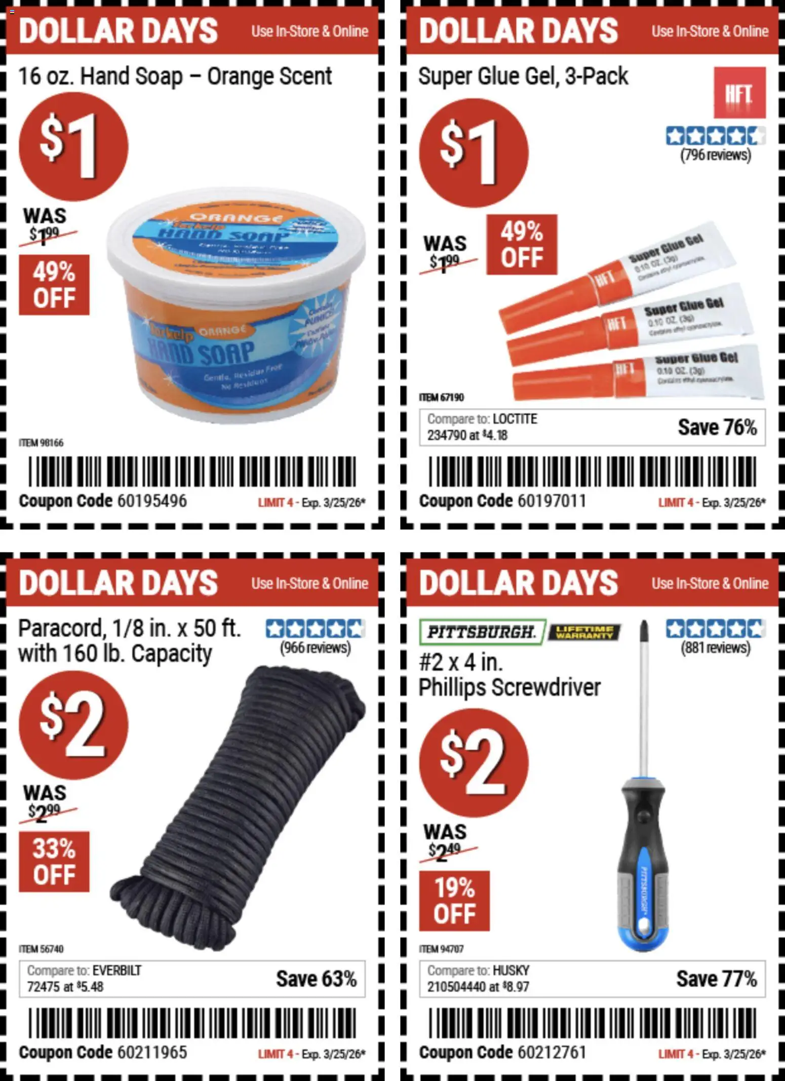 Harbor Freight Dollar Days - valid from 12.03.2026 | Page: 5 | Products: Screwdriver, Soap