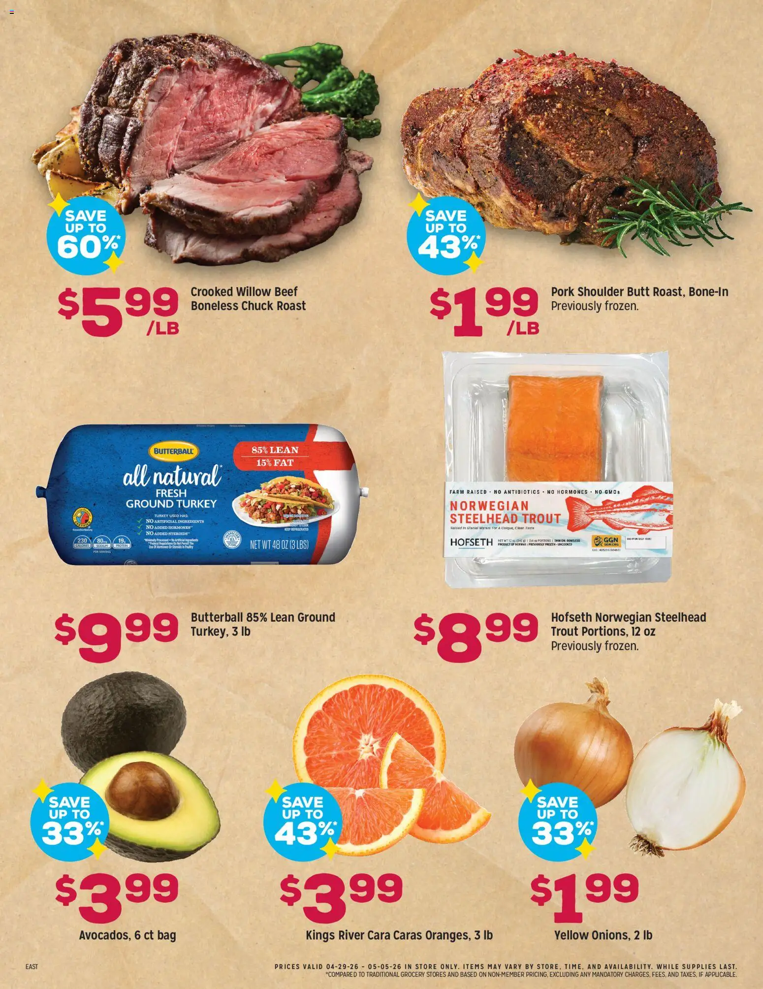Grocery Outlet Weekly Ad - NJ - valid from 29.04.2026 | Page: 3 | Products: Pork, Beef, Poultry, Bag