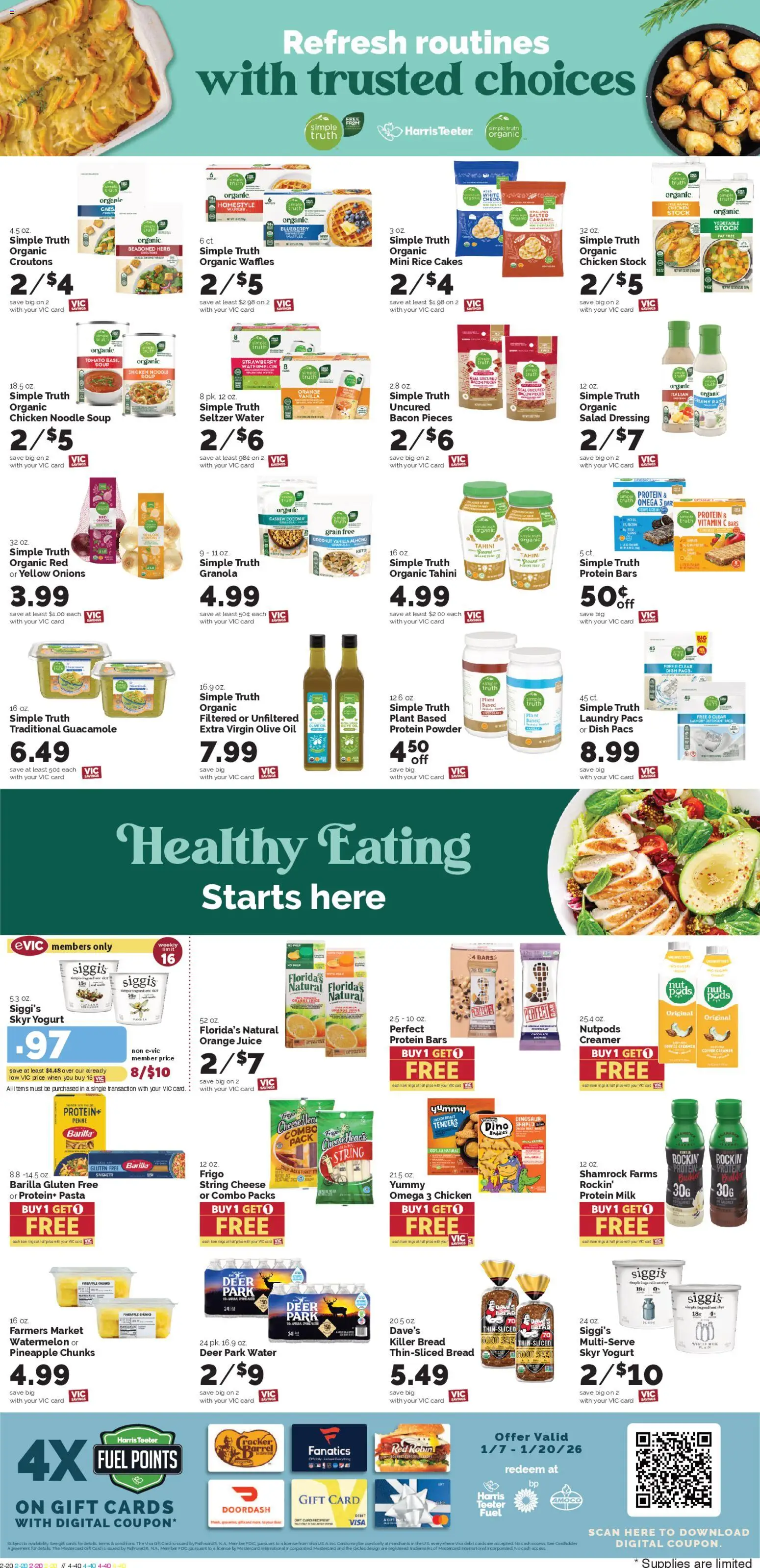 Harris Teeter Weekly Ad - valid from 07.01.2026 | Page: 8 | Products: Protein Powder, Rice, Pineapple, Detergent