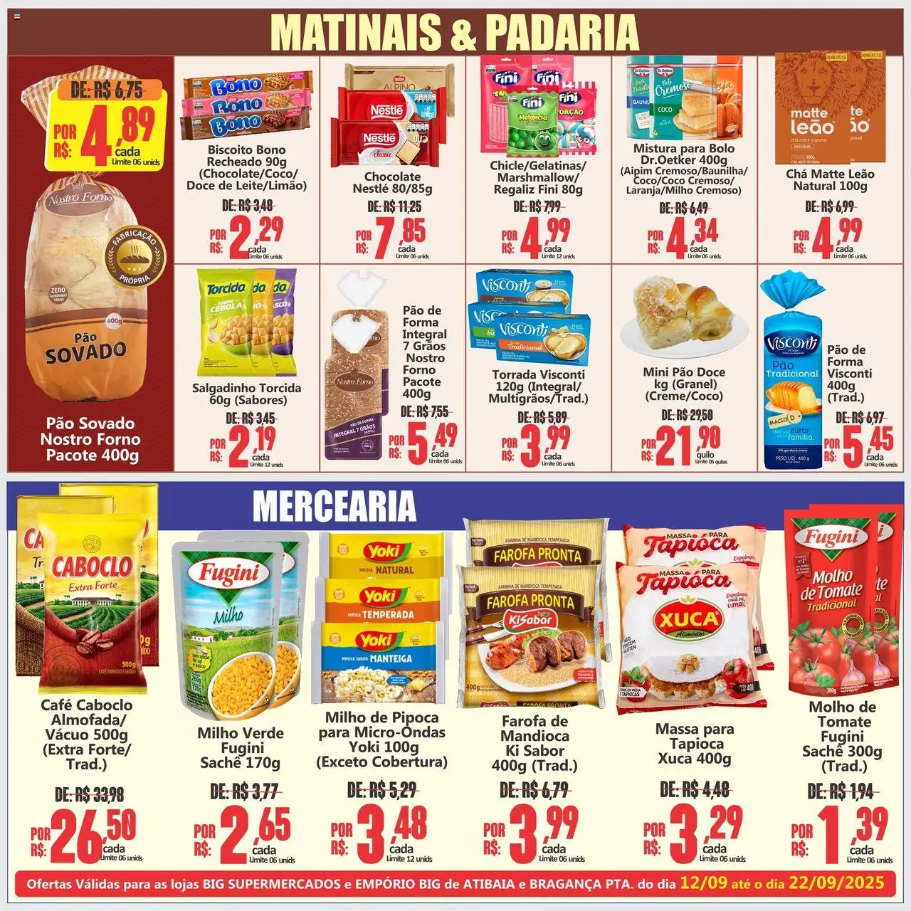 Big Supermercados Folheto - válido de 12.09.2025 | Página: 4 | Produtos: Cebola, Farinha de mandioca, Massa, Pão de forma