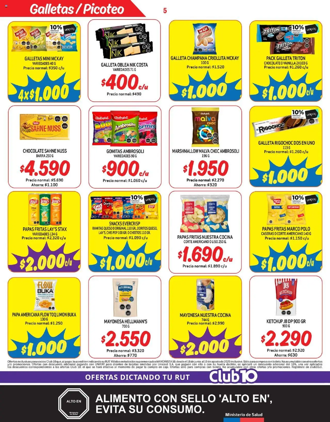 Mayorista 10 Ofertas │ válido desde el 17.08.2025 | Página: 5 | Productos: Gomitas, Chocolate, Papa, Papas fritas