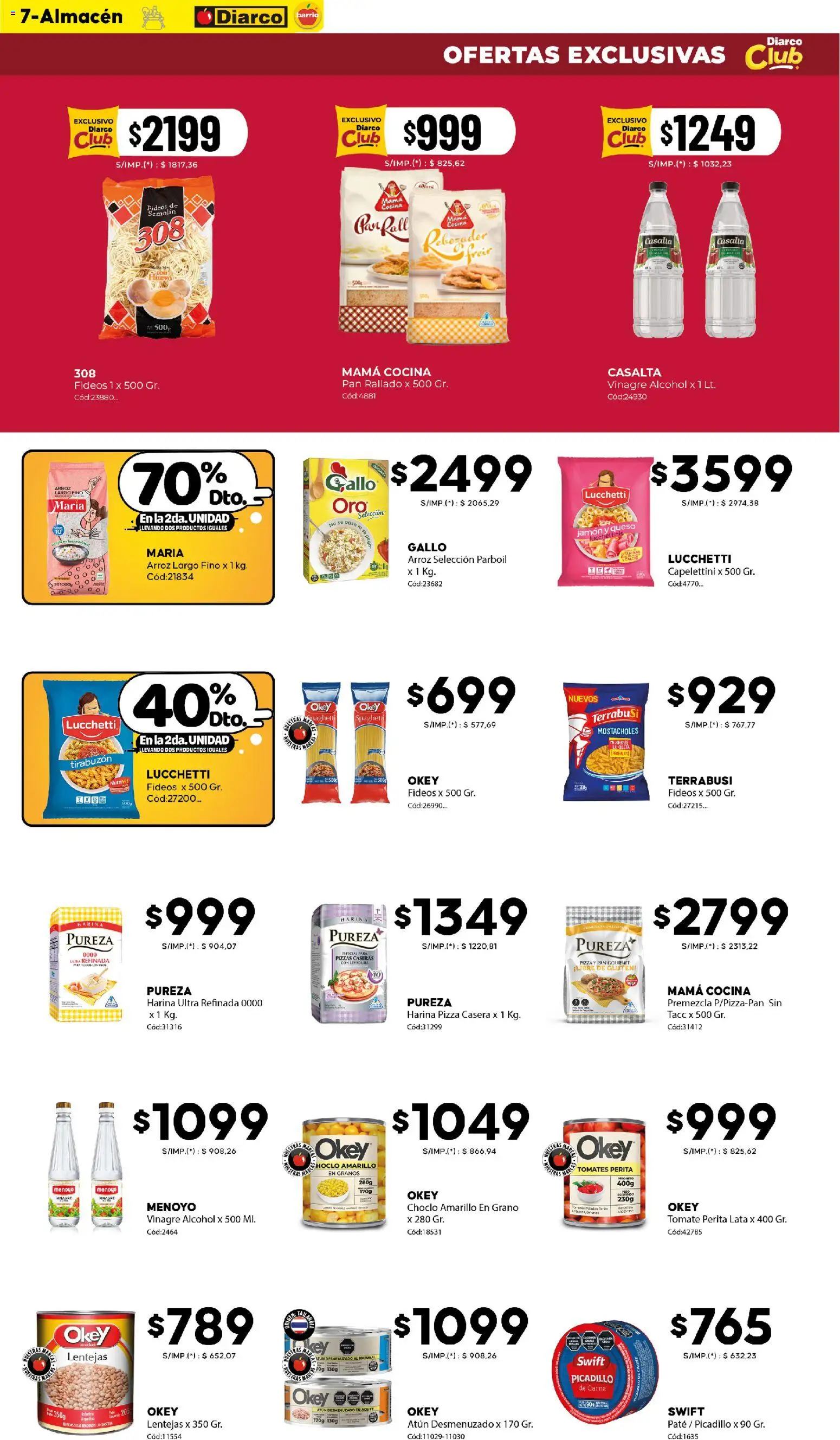 Diarco - Ofertas Diarco Barrio │ válido desde el 17.11.2025 | Página: 7 | Productos: Aceite, Paté, Tomates, Fideos