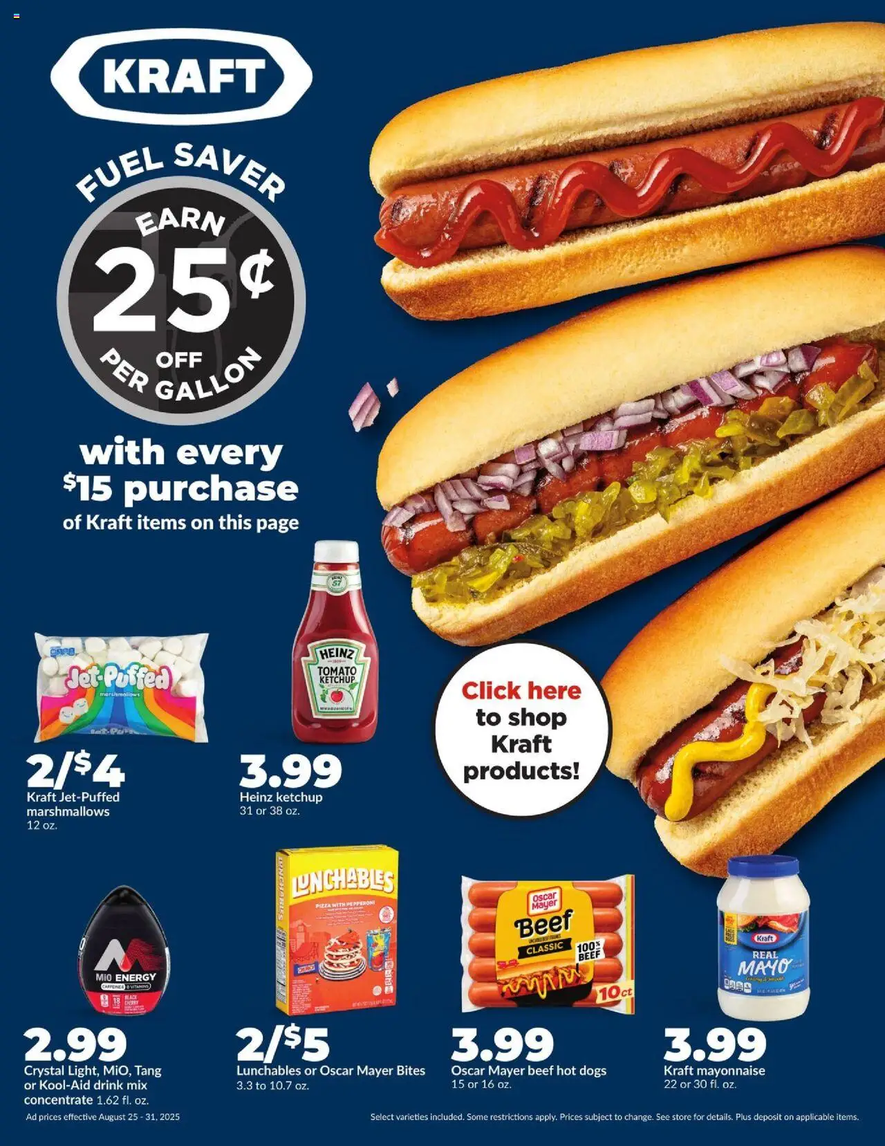 HyVee Weekly Ad - valid from 25.08.2025 | Page: 8 | Products: Pizza, Ketchup, Mayonnaise, Hot Dogs