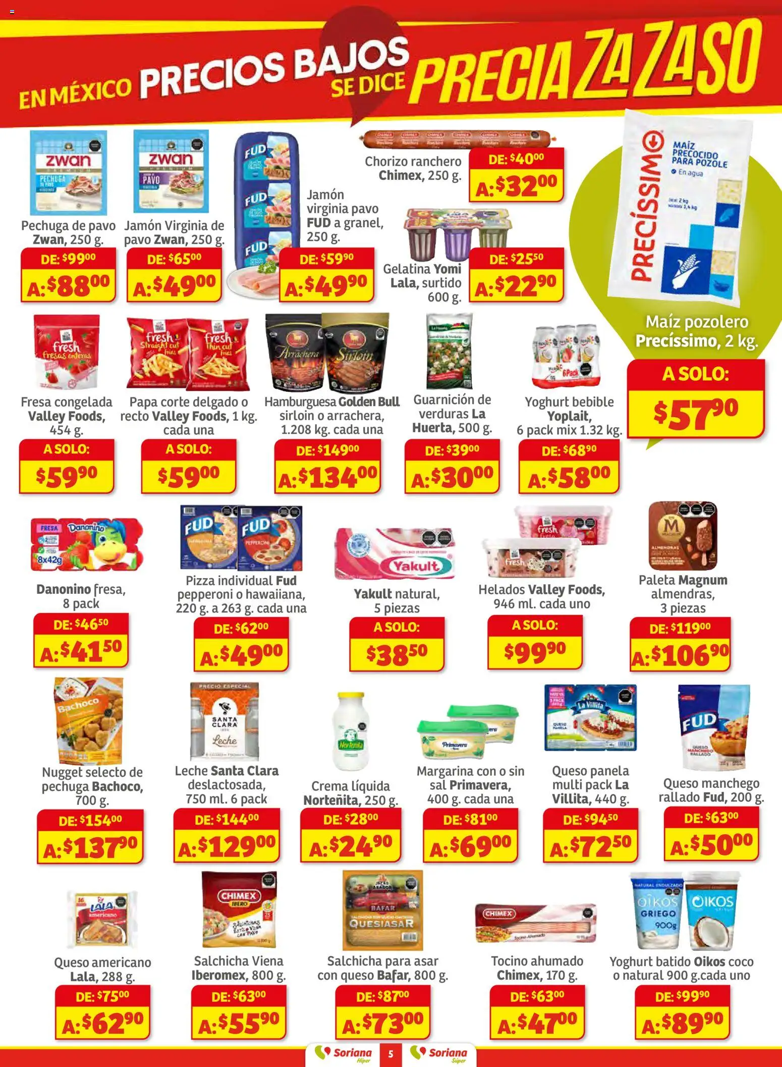 Nuevas ofertas de Soriana válidas en toda la República Mexicana desde el 11.12.2025. ¡Encuentra las mejores ofertas en Soriana - Preciazazaso Súper: Frontera Chih, Coah, Tamaulipas! | Página: 5 | Productos: Papa, Queso, Jamón, Fresas