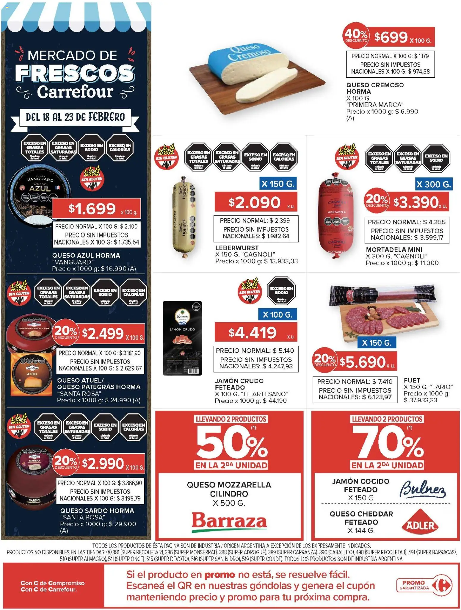Carrefour Market catálogo │ válido desde el 18.02.2026 | Página: 18 | Productos: Jamón crudo, Mortadela, Queso, Jamón