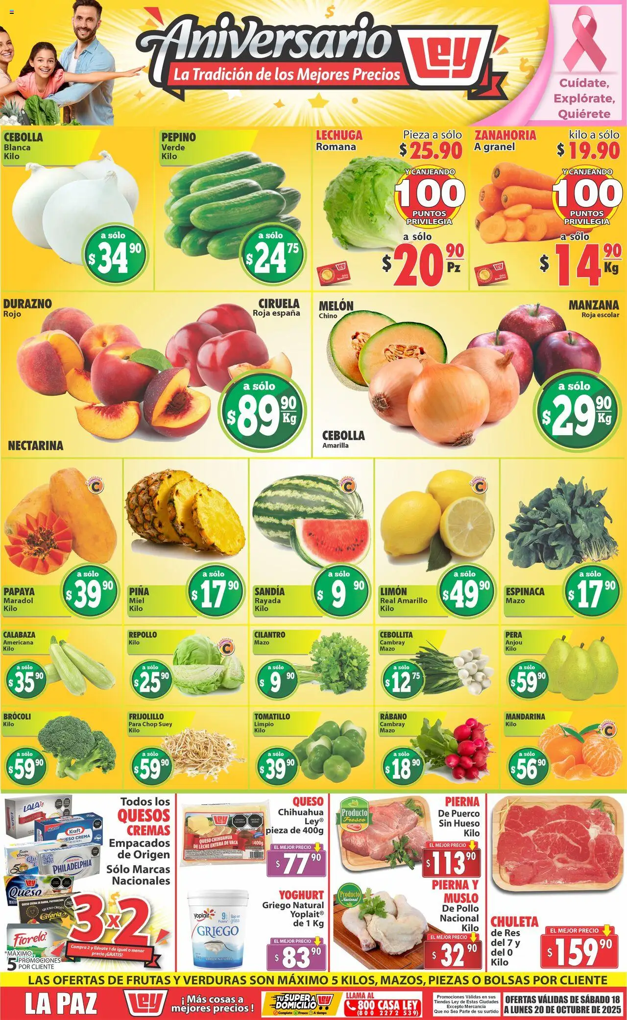 Nuevas ofertas de Casa Ley válidas en toda la República Mexicana desde el 18.10.2025. ¡Encuentra las mejores ofertas en Casa Ley folleto Las ofertas de frutas y verduras! | Página: 1 | Productos: Sandía, Brocoli, Rábano, Zanahoria