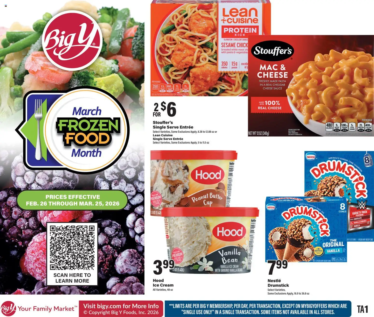 Big Y Ad - valid from 26.02.2026 | Page: 1 | Products: Milk, Pasta, Cream, Vegetables