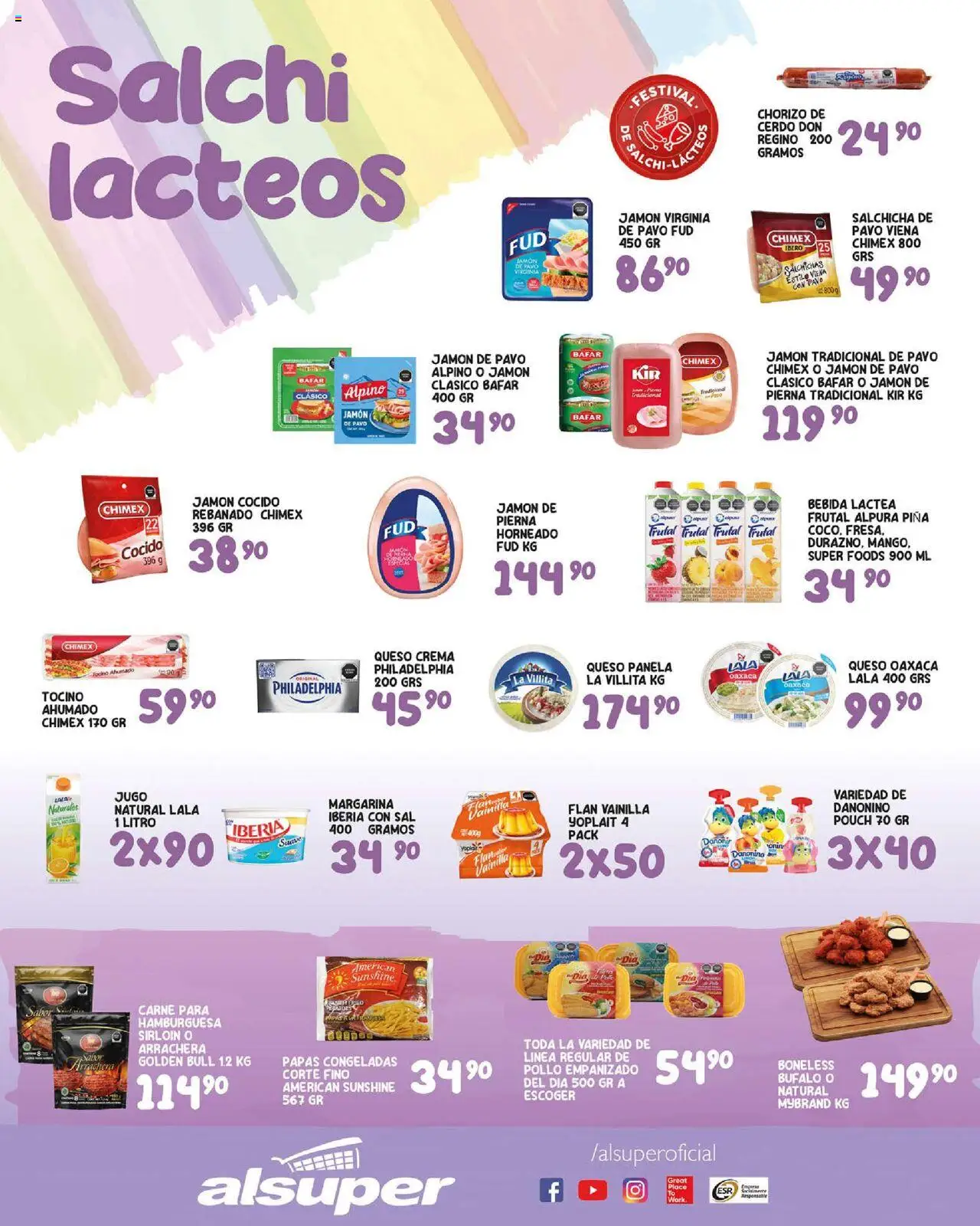 Nuevas ofertas de Alsuper válidas en toda la República Mexicana desde el 05.08.2025. ¡Encuentra las mejores ofertas en Alsuper - Folleto - Durango! | Página: 3 | Productos: Sal, Salchicha, Queso, Margarina