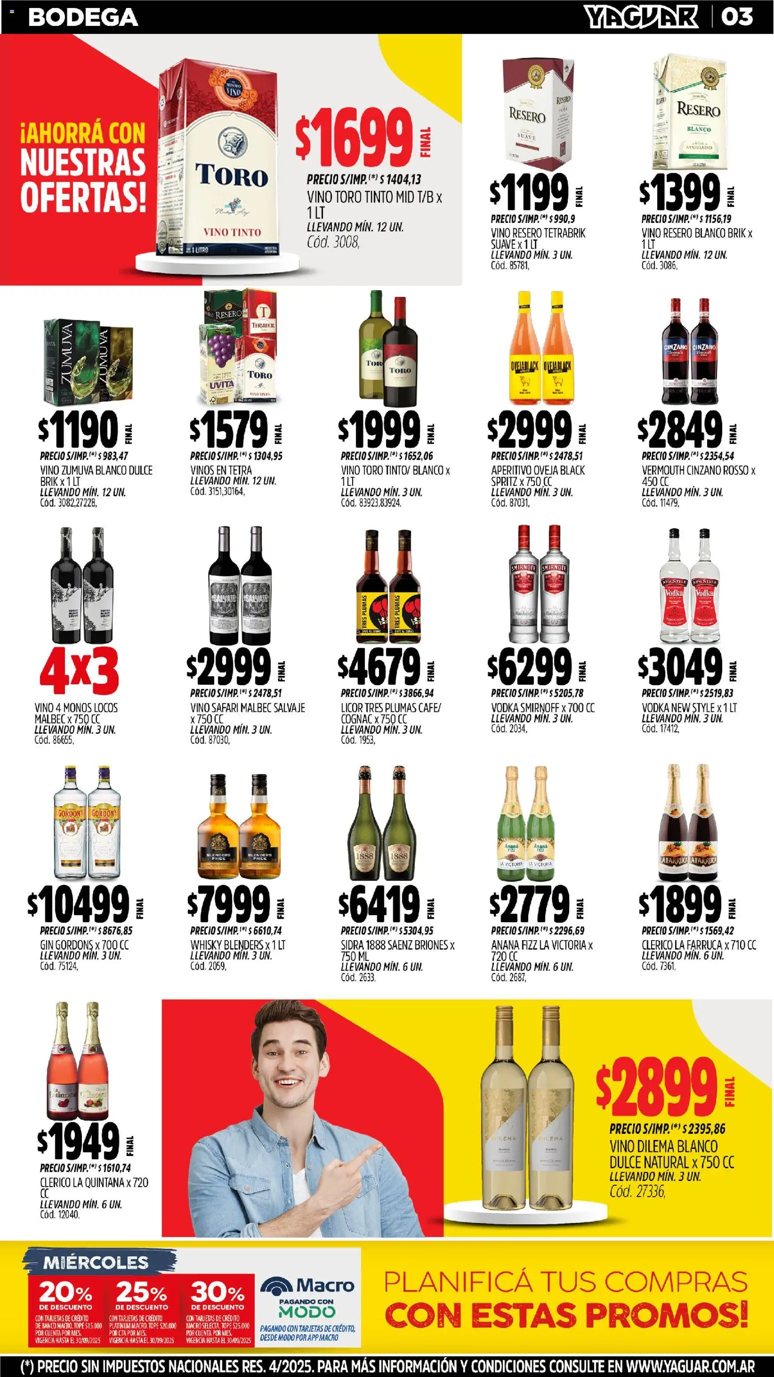 Yaguar - General Roca │ válido desde el 27.10.2025 | Página: 3 | Productos: Whisky, Banco, Gin, Ananá