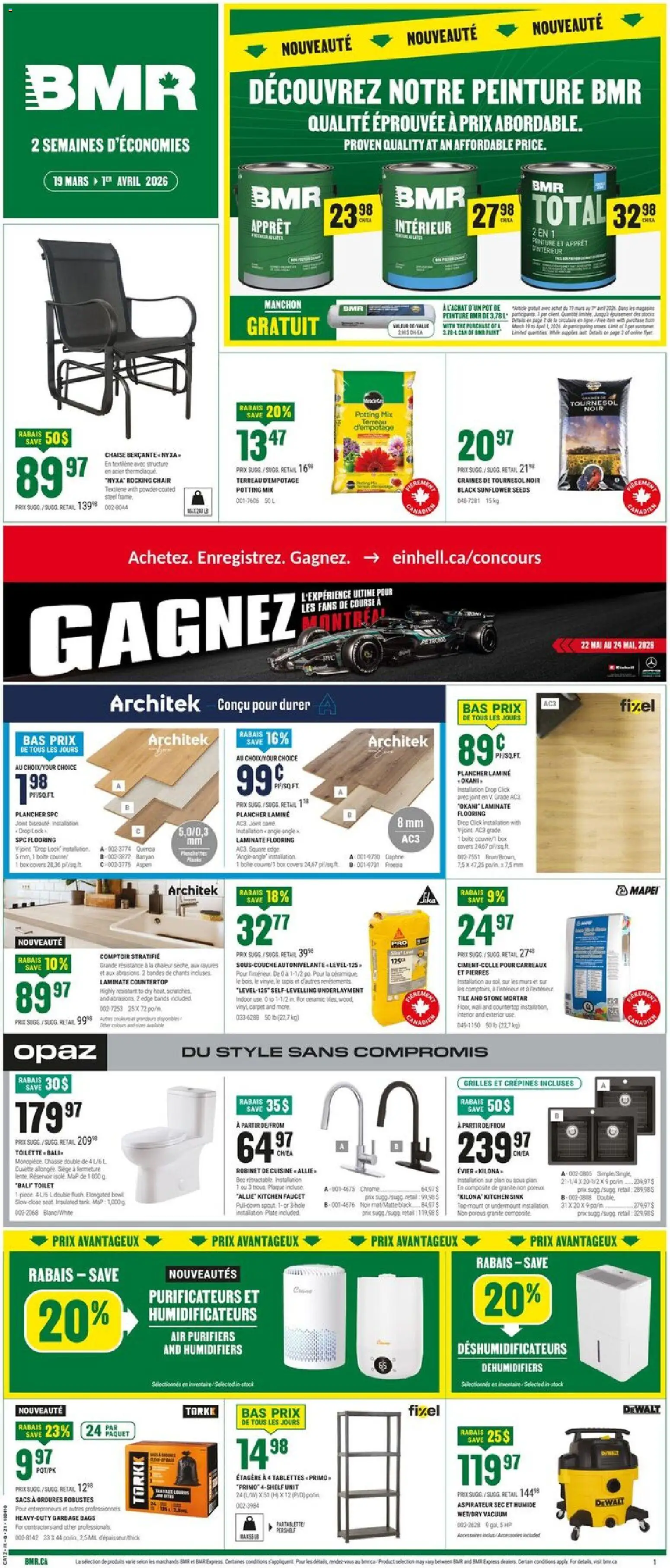 BMR weekly flyer / circulaire flyer valid from 19.03.2026 | Page: 1 | Products: Powder, Chair, Box, Carpet