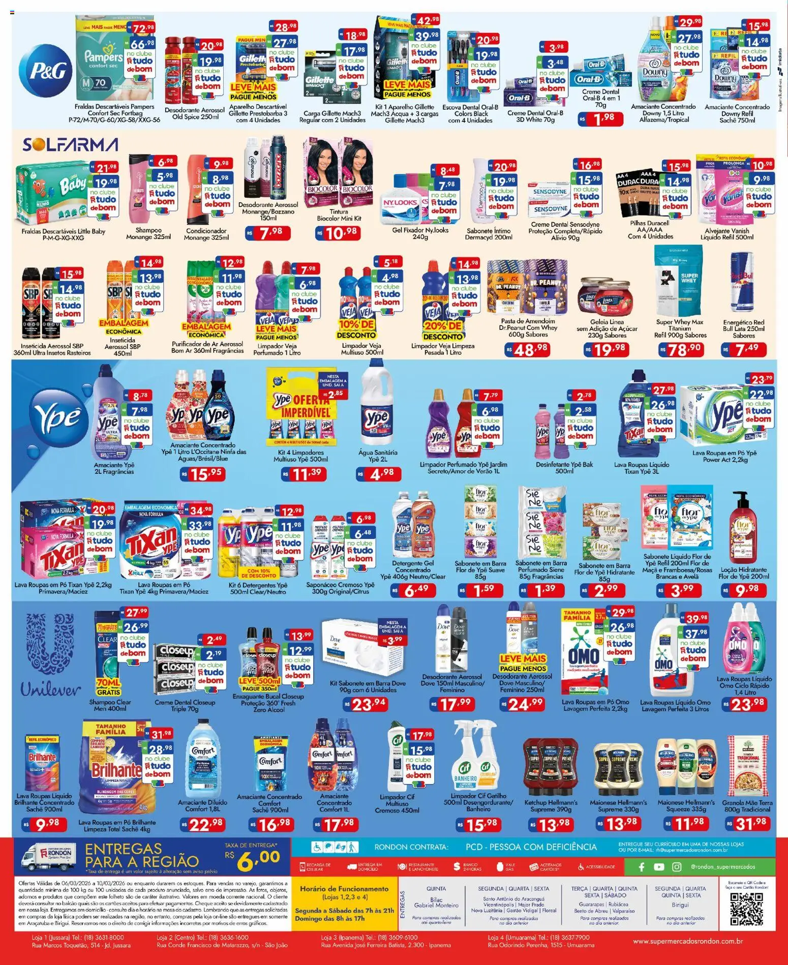 Supermercados Rondon Folheto - válido de 06.03.2026 | Página: 4 | Produtos: Dove, Amaciante, Inseticida, Água sanitária