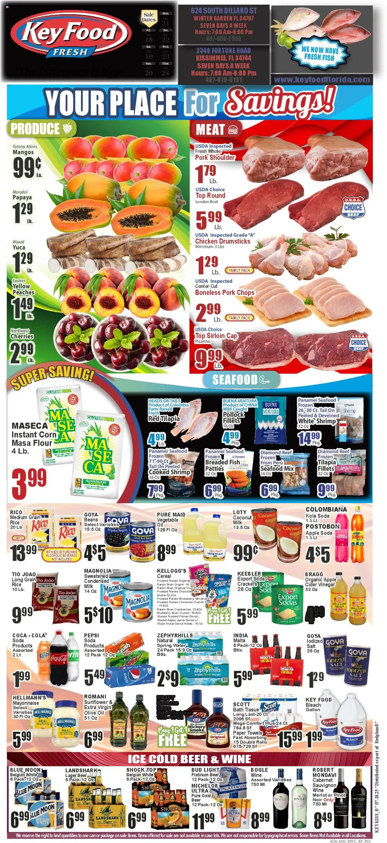 Key Food Weekly Ad - valid from 18.07.2025 | Page: 1 | Products: Cherries, Fish, Cap, Case