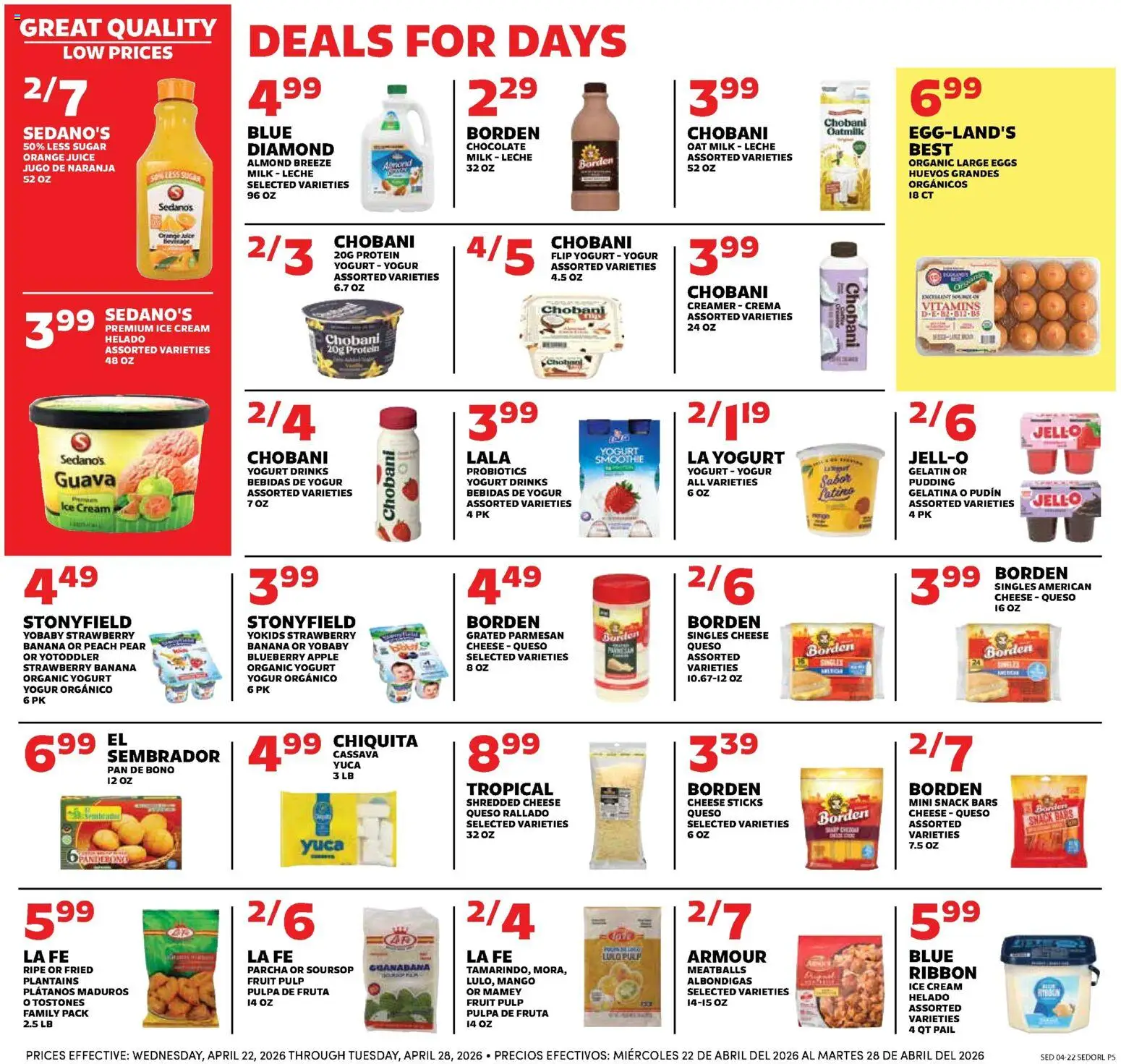 Sedano's Weekly Ad - valid from 22.04.2026 | Page: 5 | Products: Probiotics, Milk, Cream, Ice cream