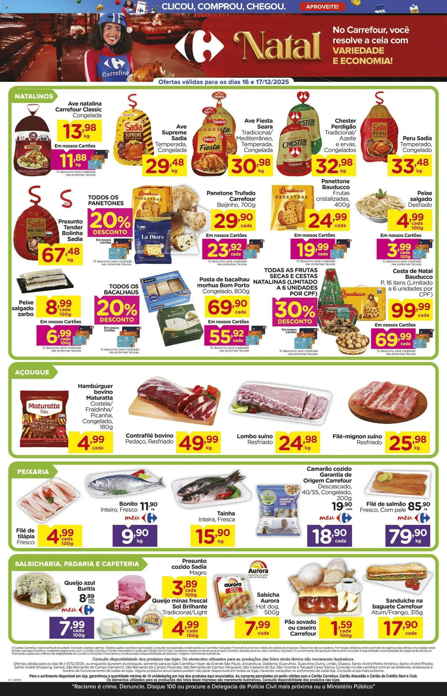 Carrefour Folheto - válido de 16.12.2025 | Página: 2 | Produtos: Bacalhau, Camarão, Tilápia, Panetone
