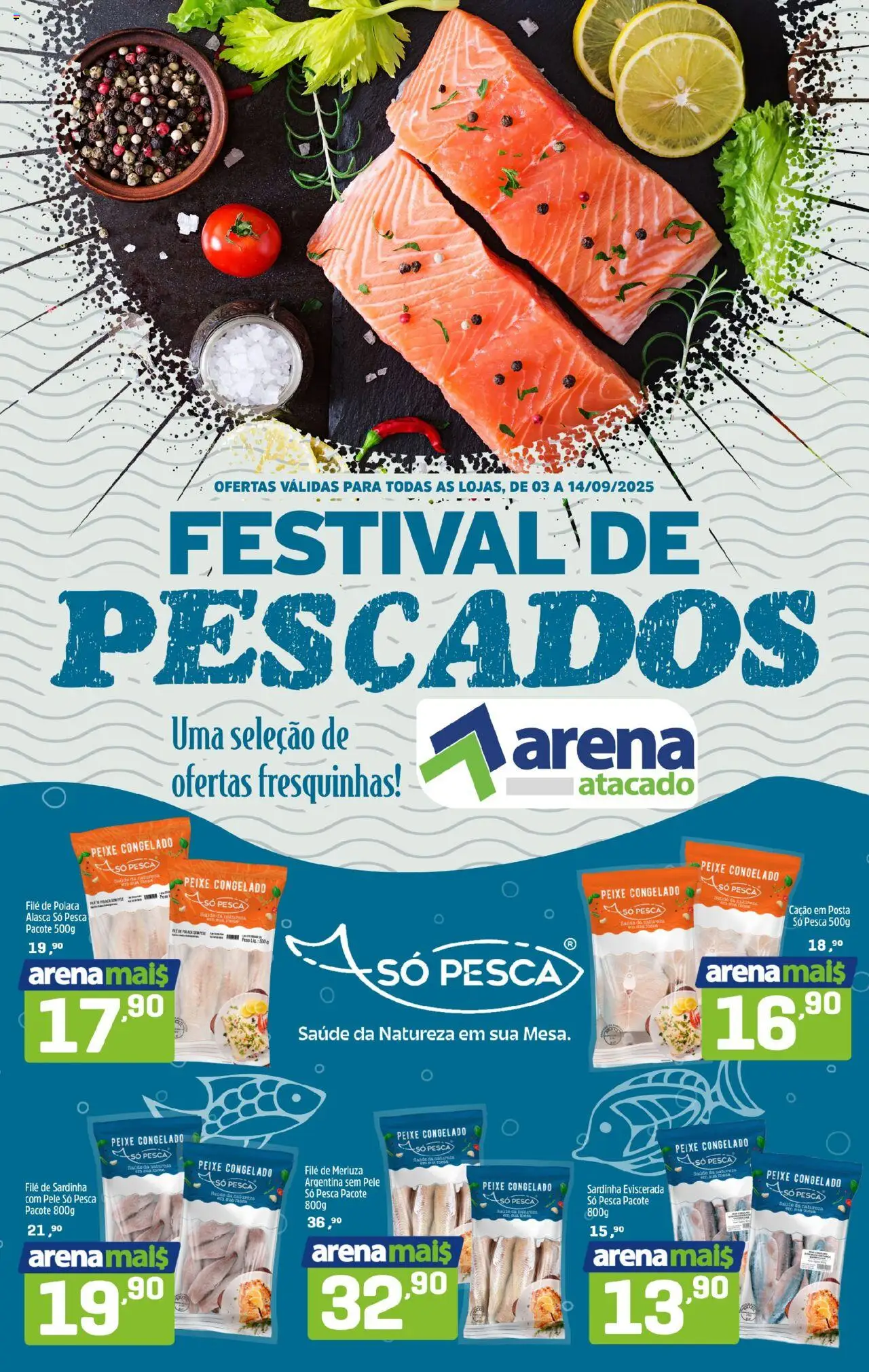 Arena Atacado Folheto - válido de 03.09.2025 | Página: 1 | Produtos: Peixe, Sardinha, File de polaca, Balde