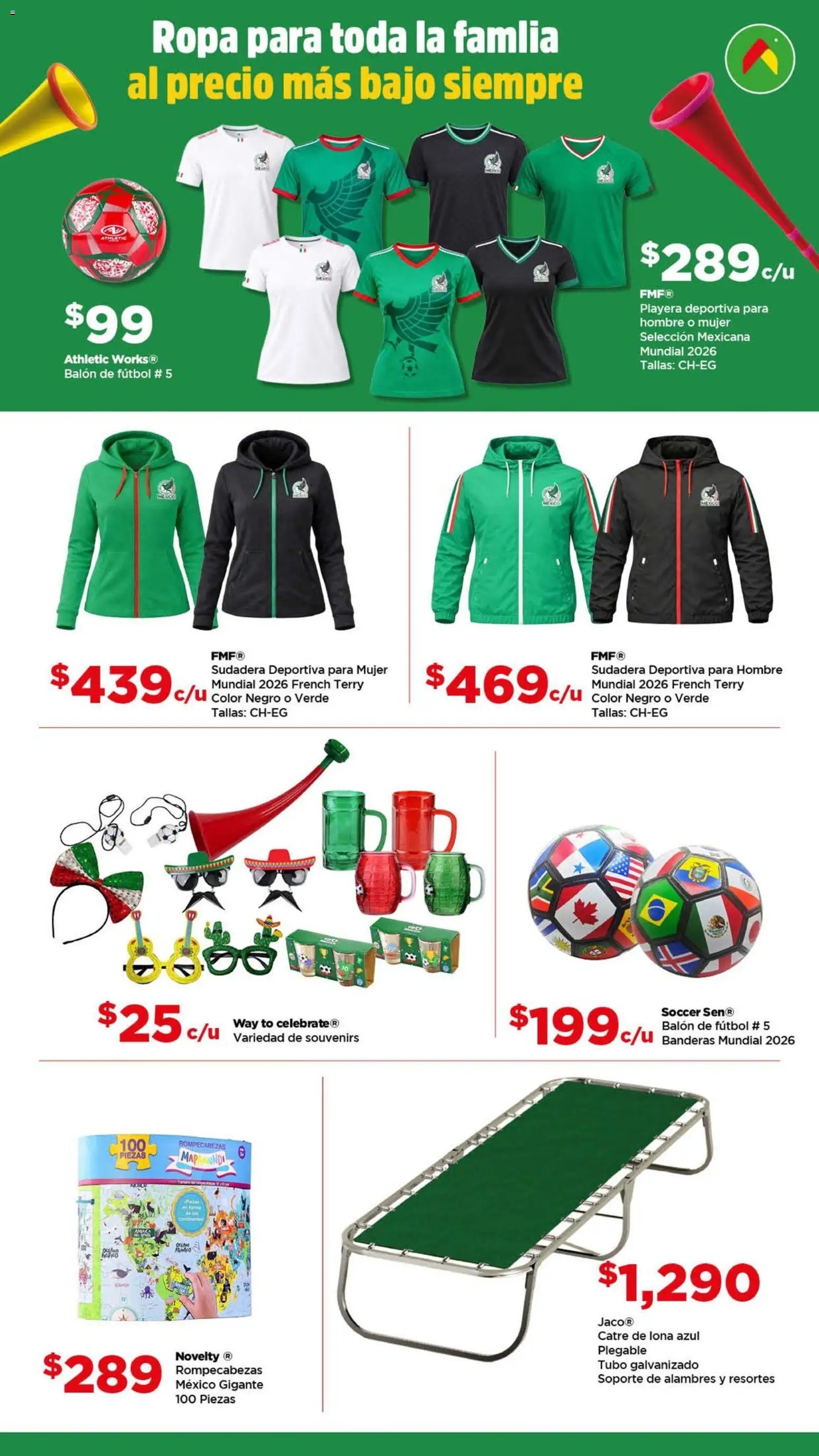 Nuevas ofertas de Bodega Aurrerá válidas en toda la República Mexicana desde el 27.04.2026. ¡Encuentra las mejores ofertas en Bodega Aurrerá folleto Golazo! | Página: 5 | Productos: Lona, Ropa, Sudadera, Playera