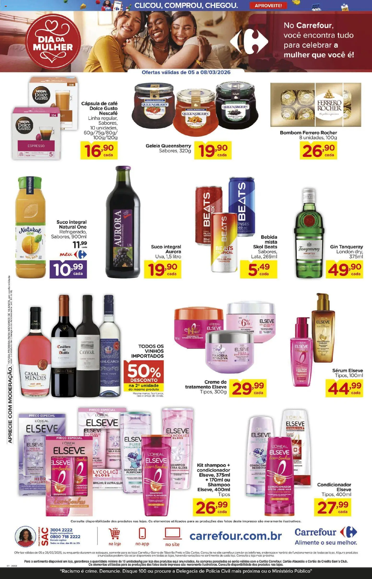 Carrefour Bairro Folheto - válido de 05.03.2026 | Página: 4 | Produtos: Shampoo, Cápsula de café, Vinho, Bebida