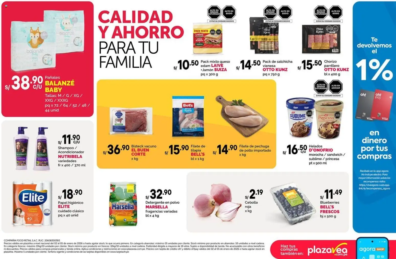 Catálogo Plaza Vea válido desde 02.01.2026 | Página: 2 | Productos: Shampoo, Acondicionador, Queso, Polvo