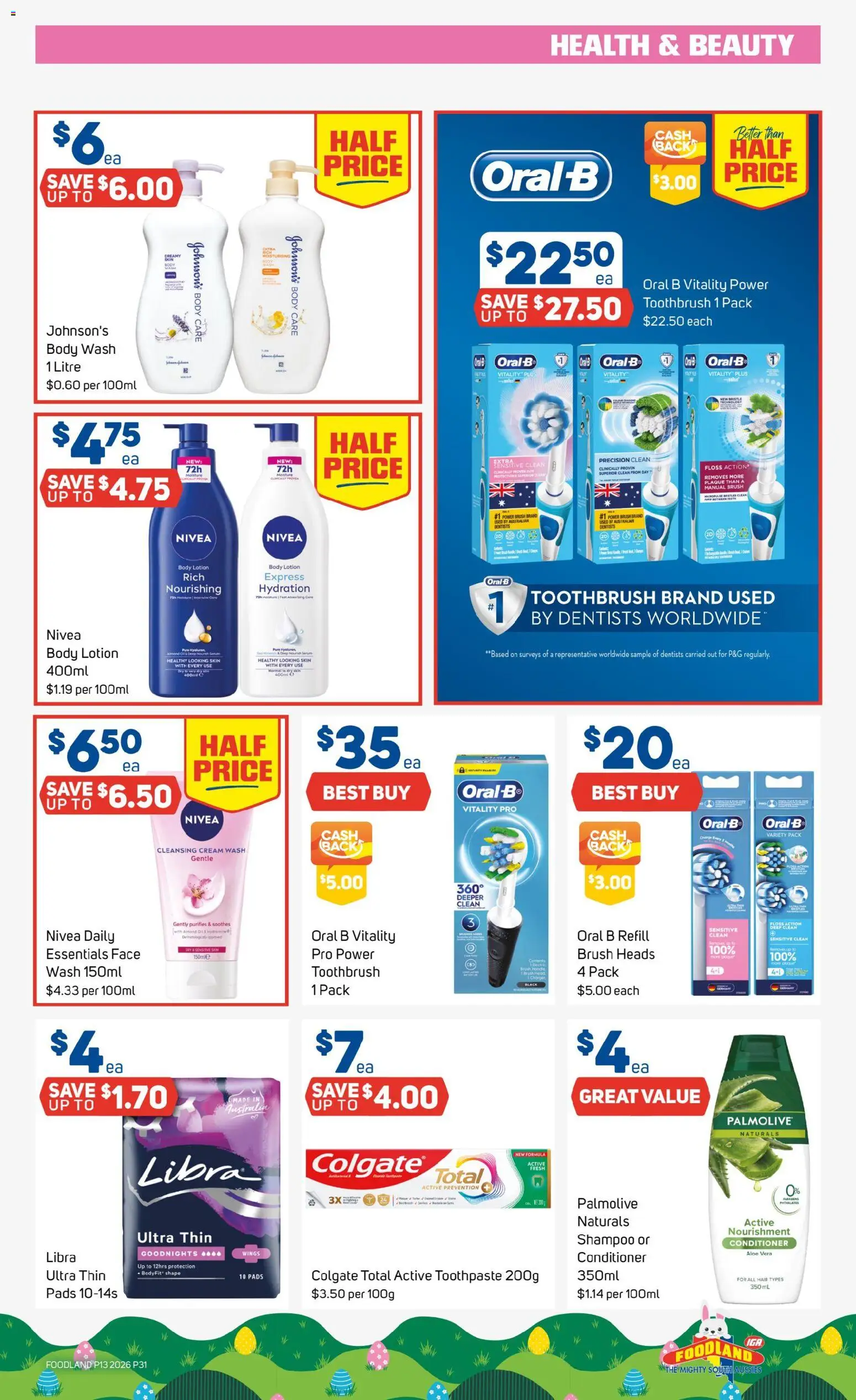 Foodland catalogue - valid from 25.03.2026 | Page: 31 | Products: Lotion, Cream, Toothbrush, Body lotion