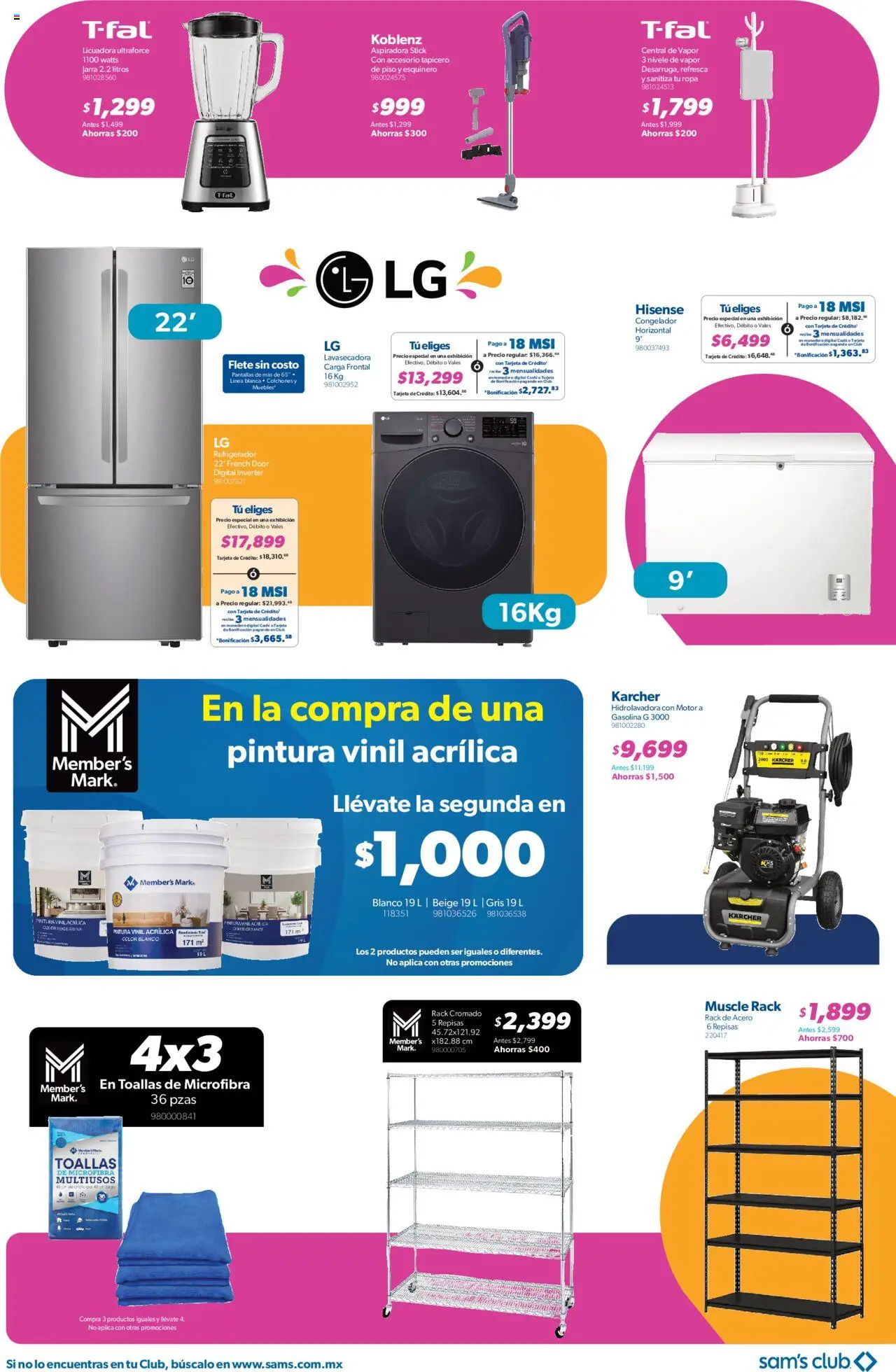 Nuevas ofertas de Sam's Club válidas en toda la República Mexicana desde el 09.09.2025. ¡Encuentra las mejores ofertas en Sam's Club - Catálogo Socio Fest! | Página: 4 | Productos: Congelador, Aspiradora, Pintura, Jarra