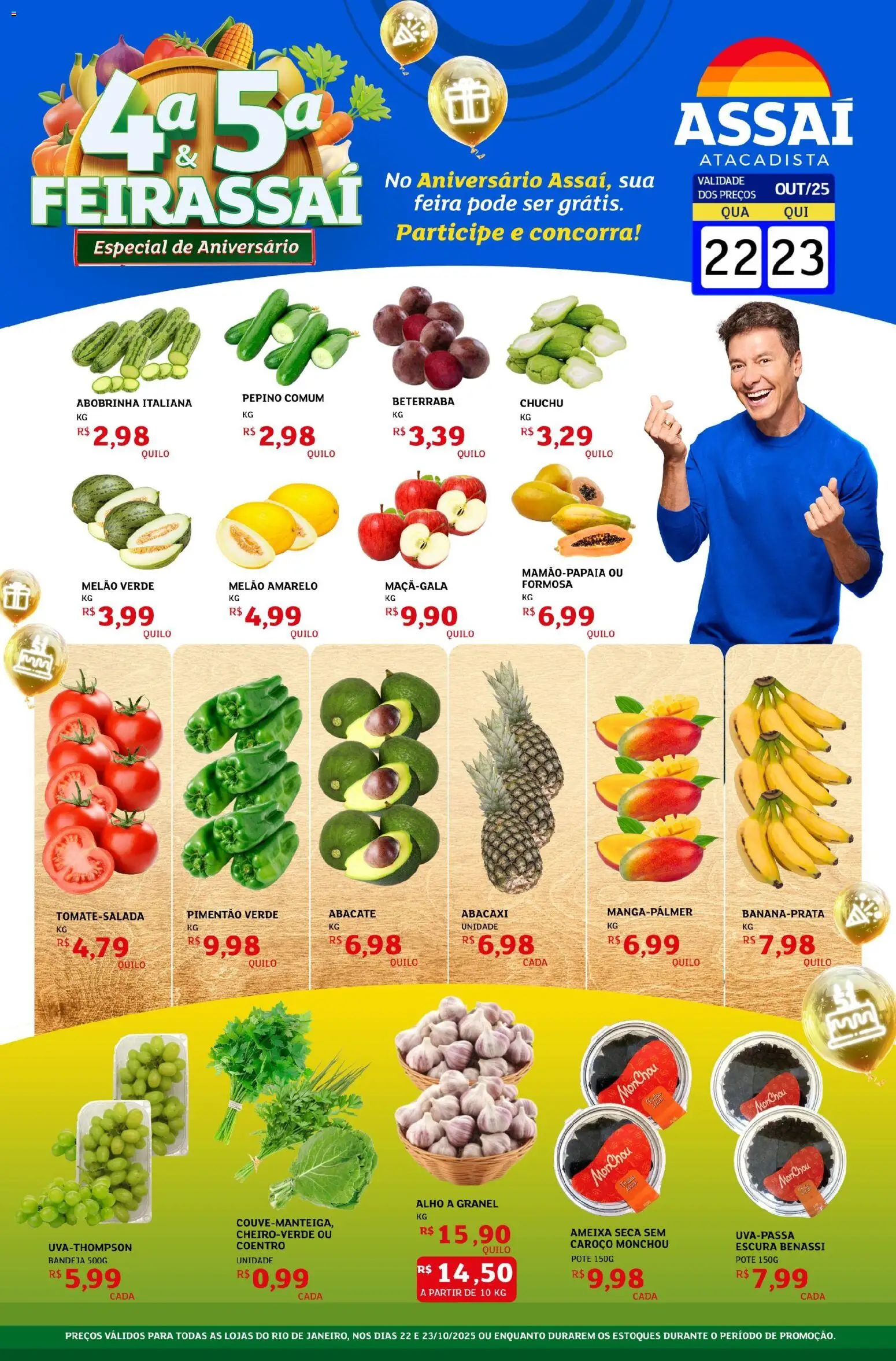 Assaí Atacadista Folheto - válido de 22.10.2025 | Página: 1 | Produtos: Melão, Chuchu, Alho, Beterraba