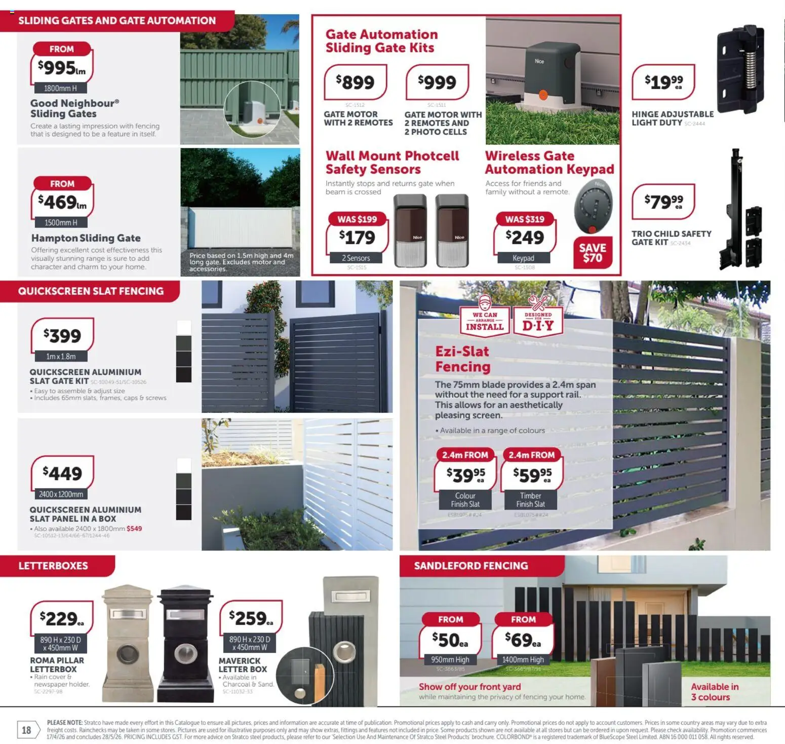 Stratco catalogue - valid from 17.04.2026 | Page: 18 | Products: Box, Gate, Light, Kits