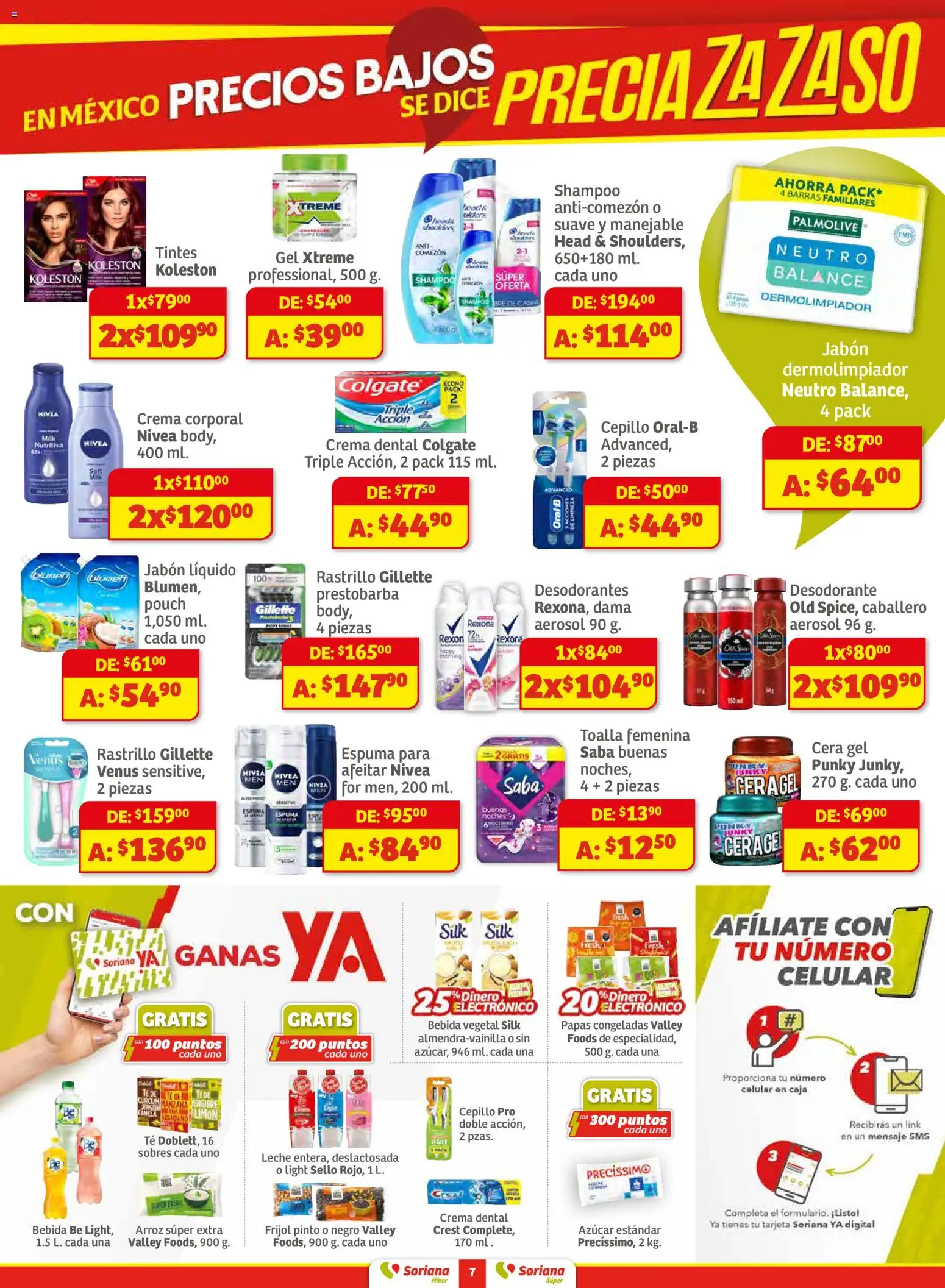Nuevas ofertas de Soriana válidas en toda la República Mexicana desde el 13.11.2025. ¡Encuentra las mejores ofertas en Soriana - Preciazazaso Híper: Valle de México! | Página: 7 | Productos: Jabón líquido, Crema, Arroz, Crema corporal