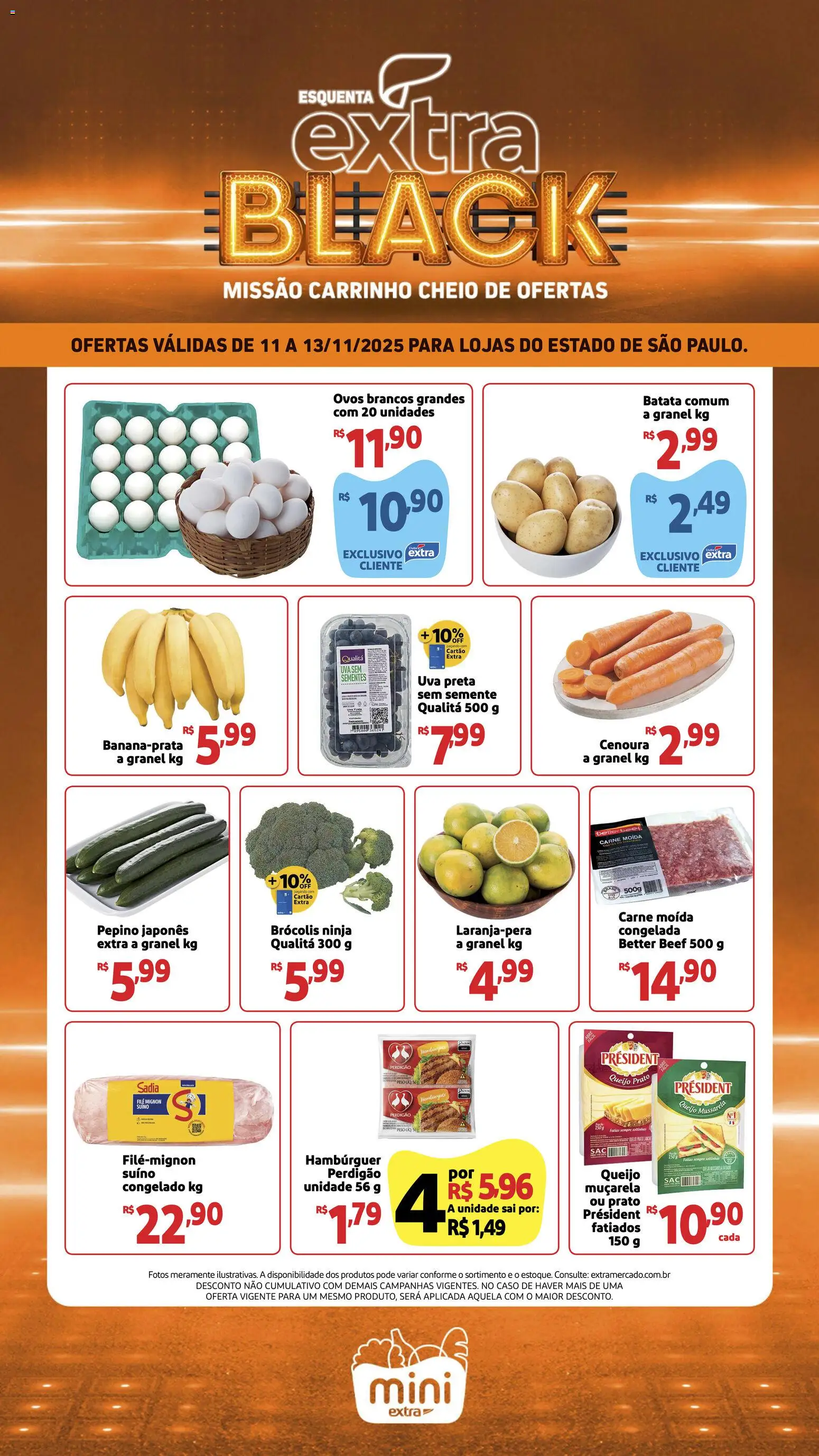 Mini Extra Folheto - válido de 11.11.2025 | Página: 1 | Produtos: Queijo, Muçarela, Hambúrguer, Brócolis