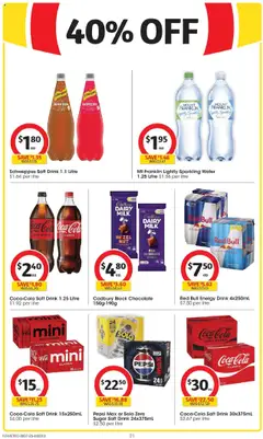 Coles catalogue - valid from 30.07.2025 | Page: 21 | Products: Milk, Energy drink, Pepsi, Water