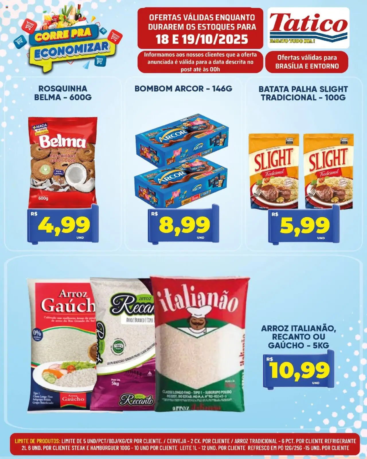 Tatico Folheto - válido de 18.10.2025 | Página: 5 | Produtos: Leite, Arroz, Hambúrguer, Batata