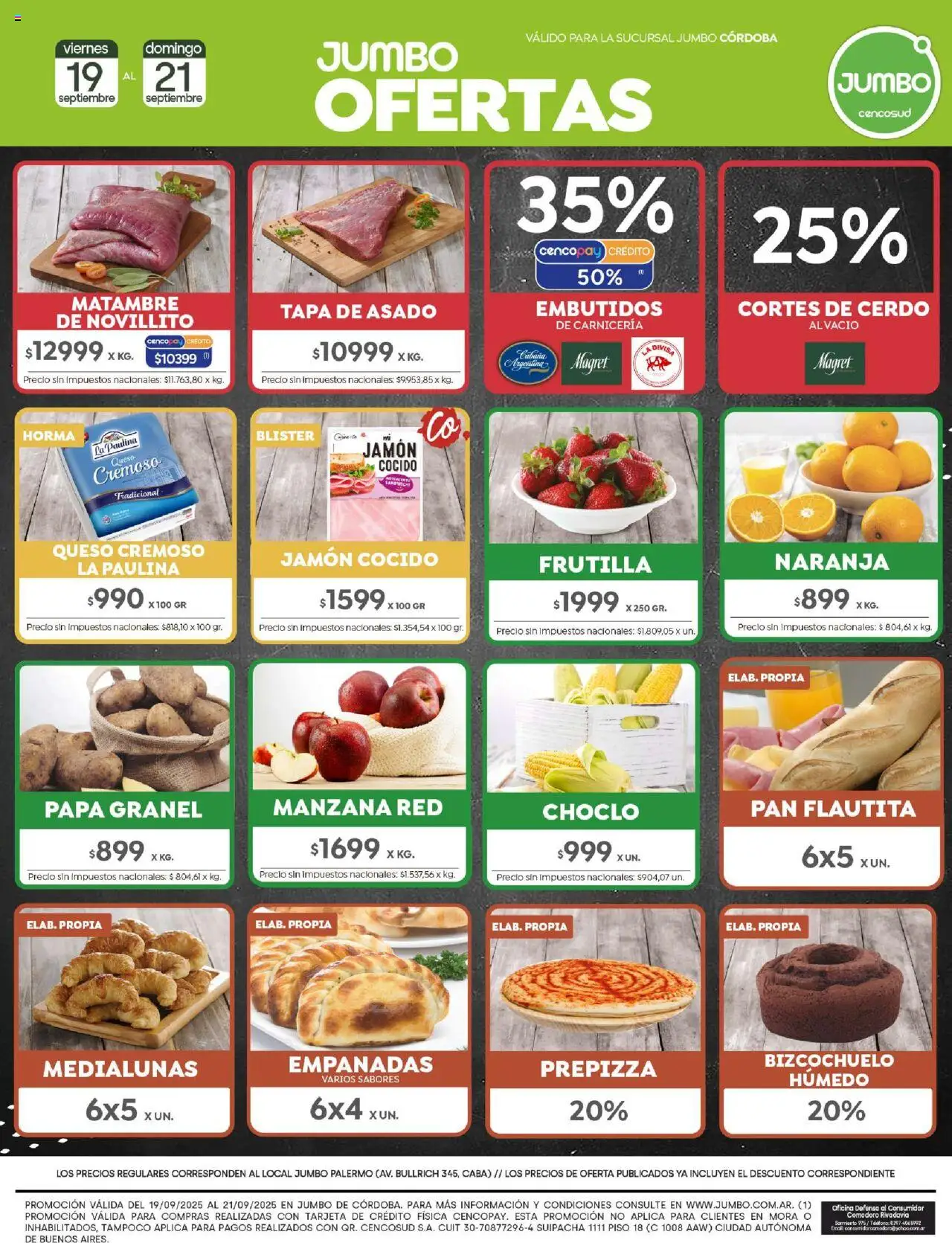Jumbo - Ofertas | Córdoba │ válido desde el 19.09.2025 | Página: 7 | Productos: Papa, Pan, Jamón, Cerdo