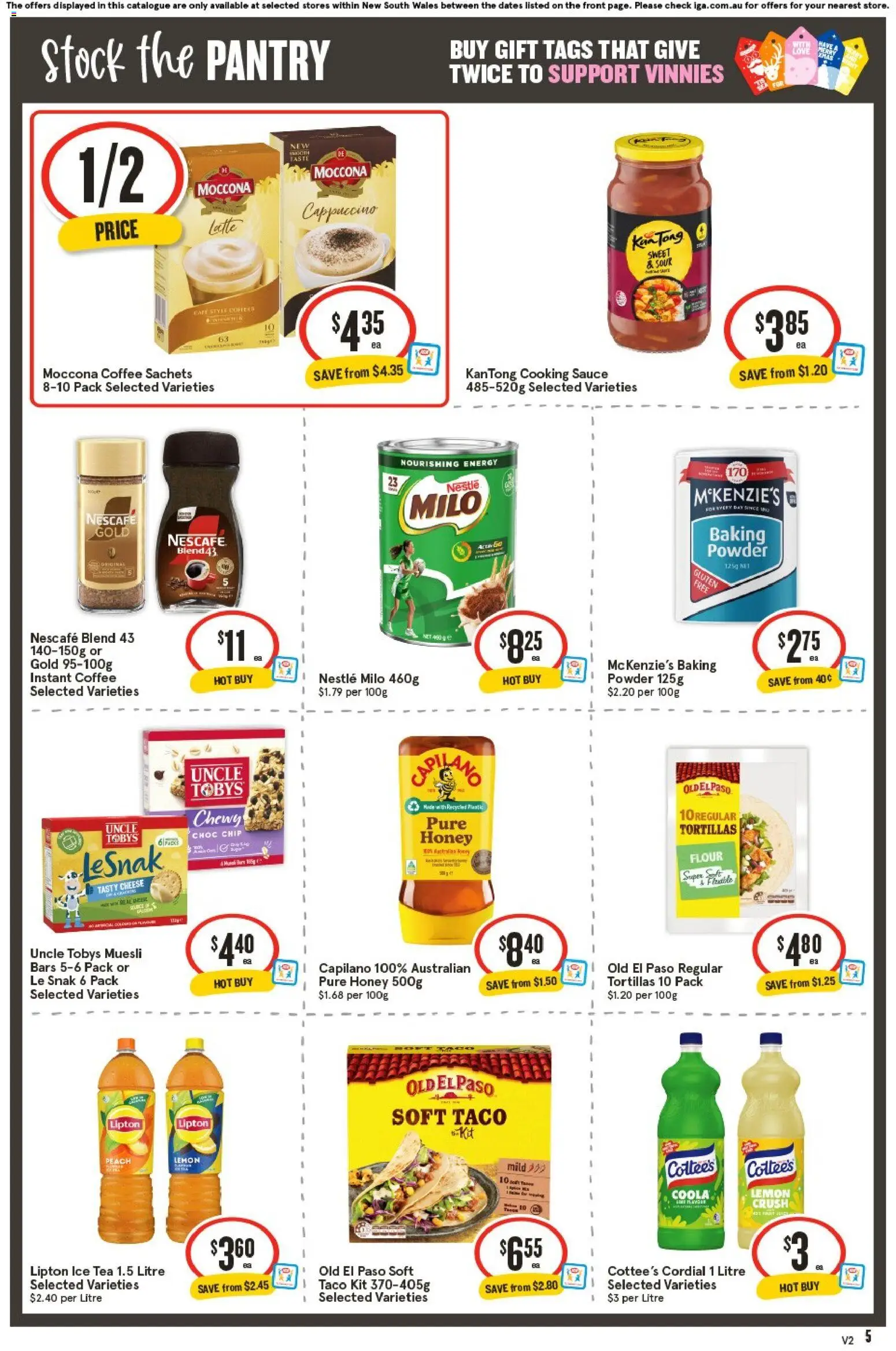IGA catalogue - valid from 10.12.2025 | Page: 5 | Products: Flour, Coffee, Sauce, Moccona