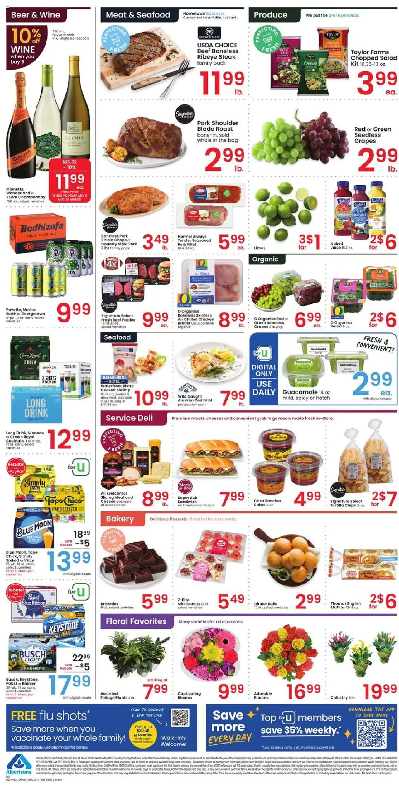 Albertsons Weekly Ad - valid from 27.08.2025 | Page: 4 | Products: Juice, Pork, Salad, Grapes