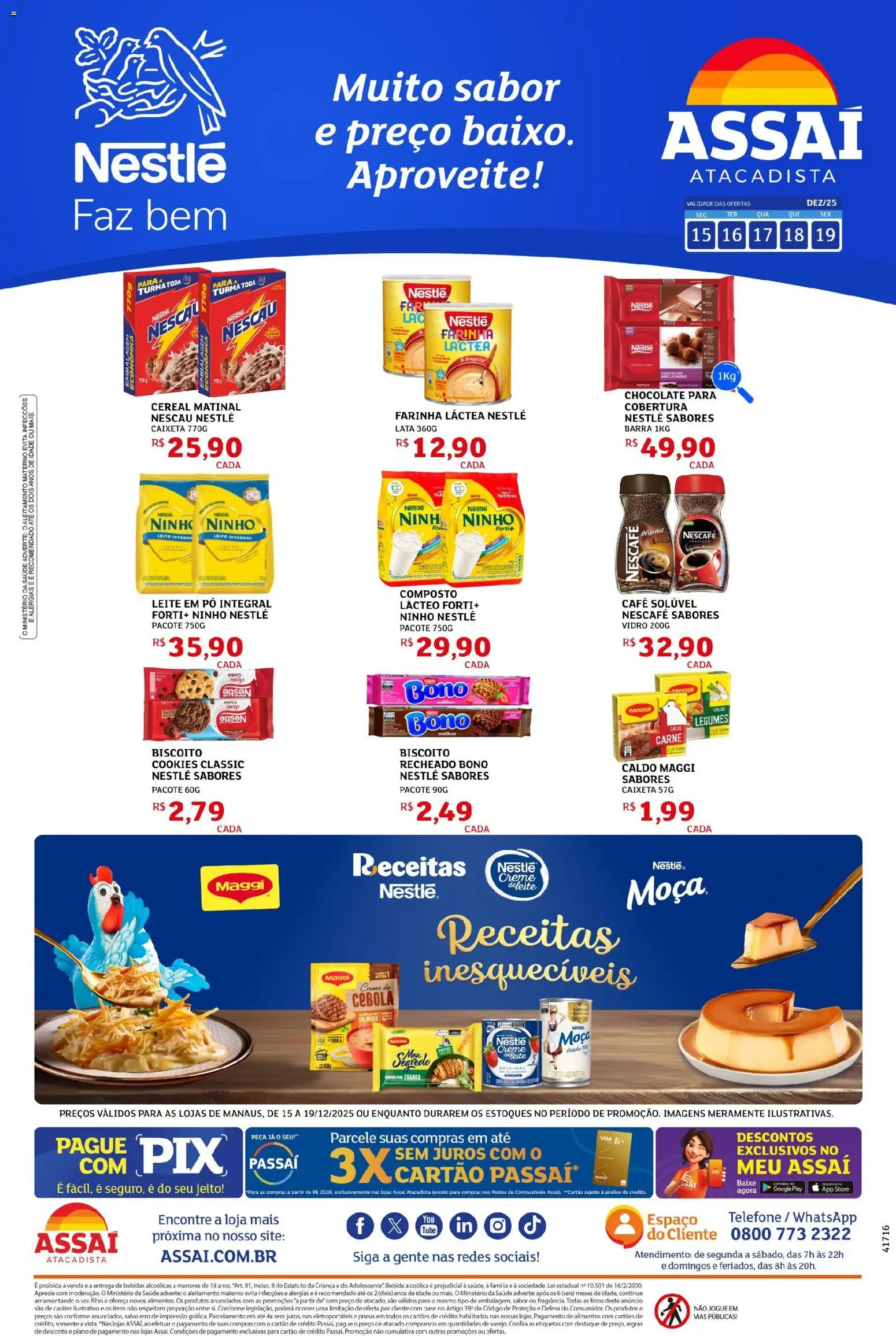 Assaí Atacadista Folheto - válido de 15.12.2025 | Página: 1 | Produtos: Farinha láctea, Leite, Pneus, Leite em pó