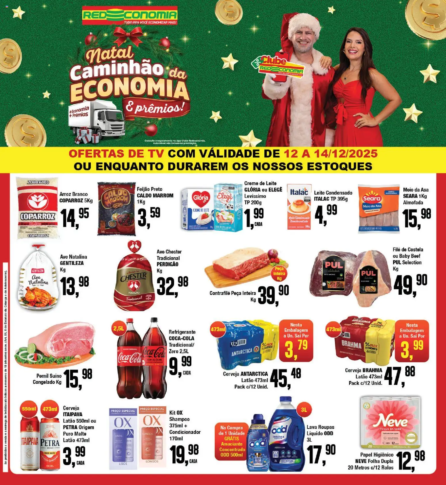 RedEconomia Folheto - válido de 12.12.2025 | Página: 1 | Produtos: Shampoo, Leite, Cerveja, Arroz