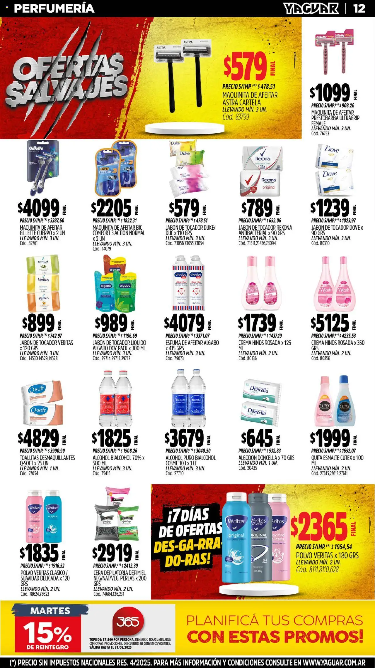 Yaguar - Bahía Blanca │ válido desde el 11.08.2025 | Página: 12 | Productos: Polvo, Toallitas desmaquillantes, Jabón, Crema