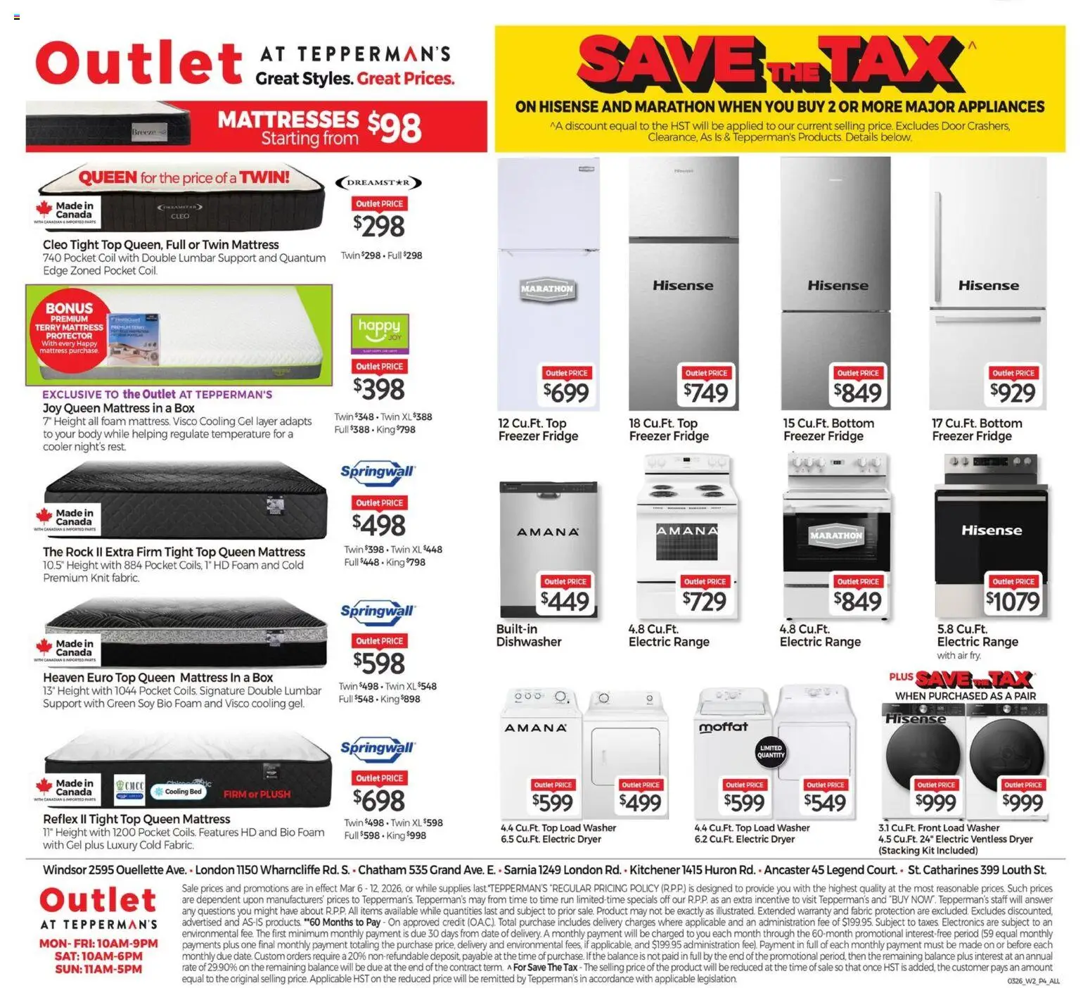 Tepperman's flyer valid from 06.03.2026 | Page: 4 | Products: Dryer, Dishwasher, Mattress, Box