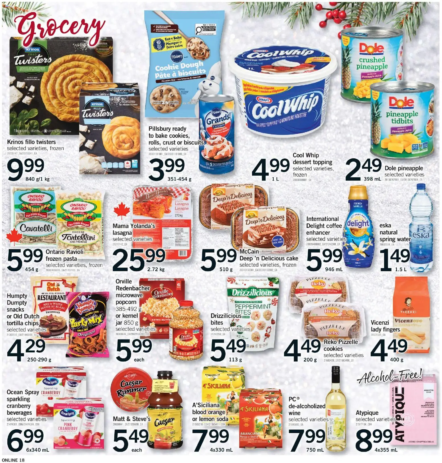 Fortinos flyer valid from 18.12.2025 | Page: 18 | Products: Pineapple, Cookies, Cheese, Wine