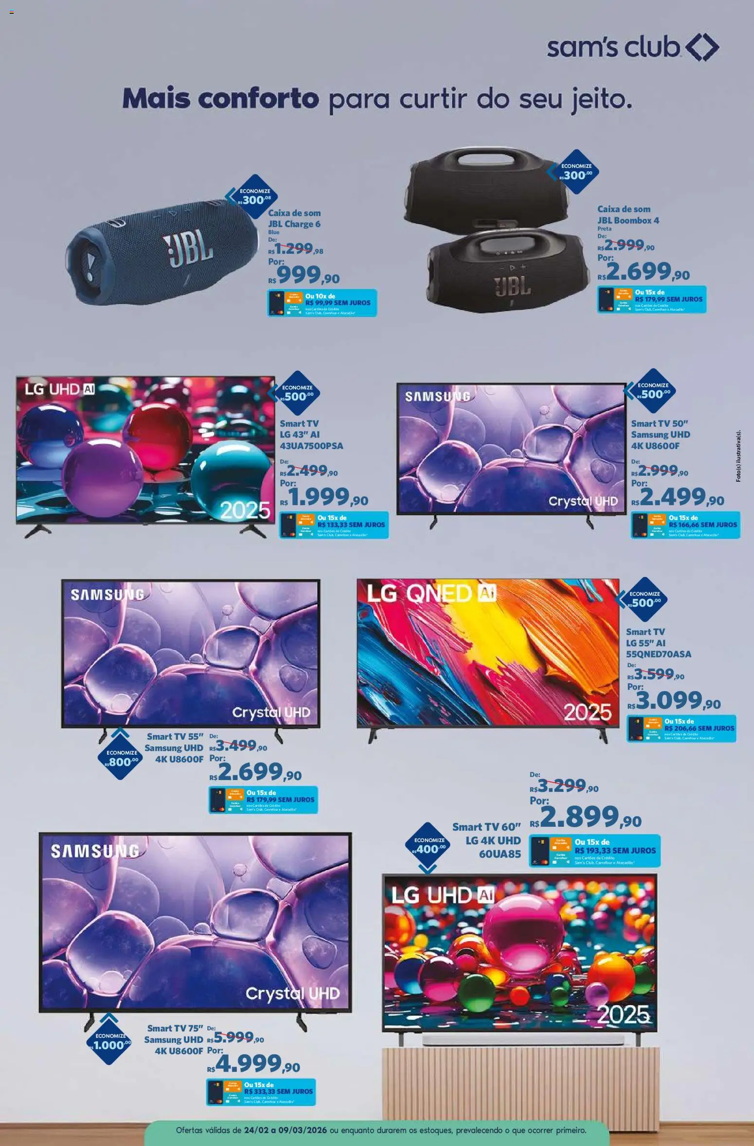 Sam's Club Folheto - válido de 24.02.2026 | Página: 5 | Produtos: Caixa de som, smart TV, Caixa, Tv
