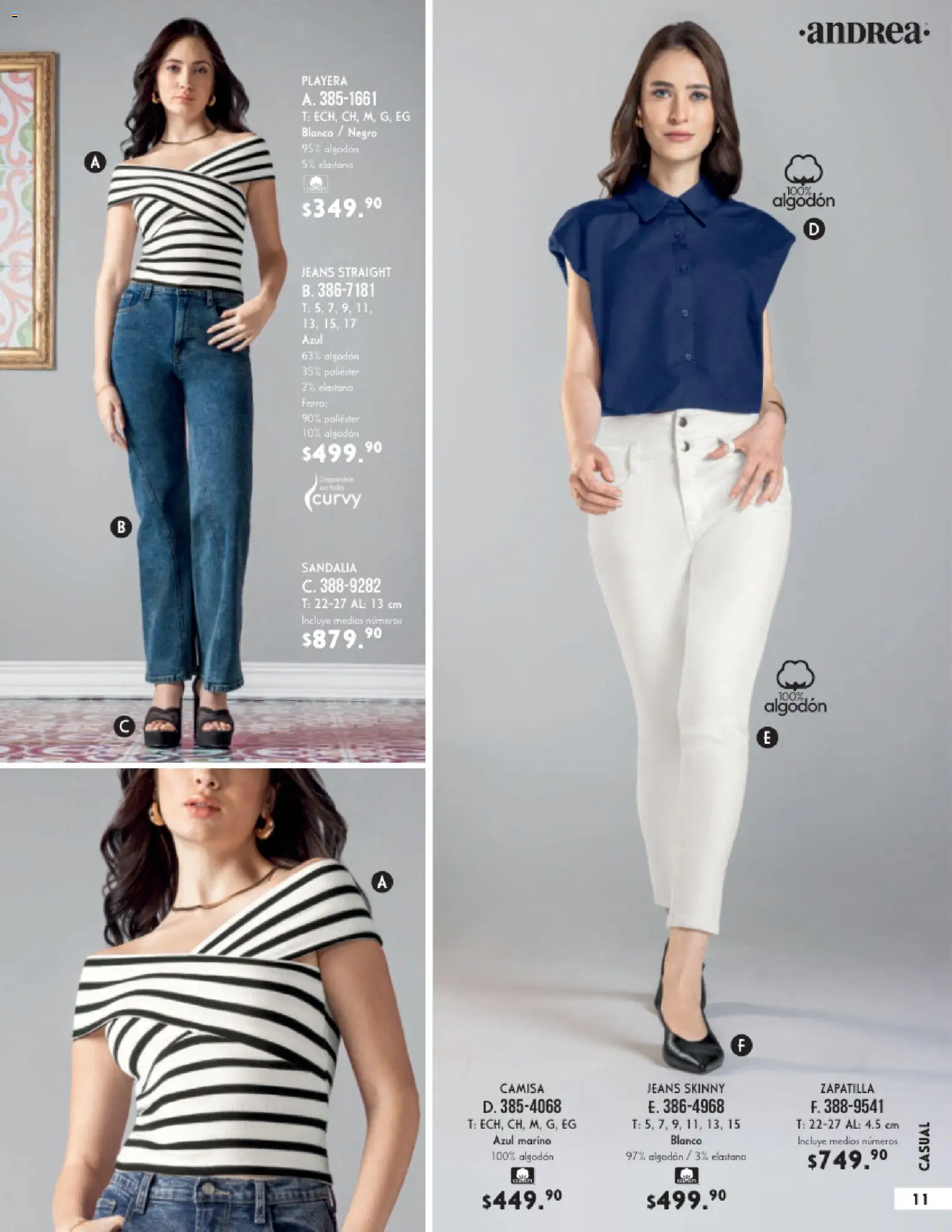 Nuevas ofertas de Andrea válidas en toda la República Mexicana desde el 25.01.2026. ¡Encuentra las mejores ofertas en Andrea catálogo Vestir! | Página: 11 | Productos: Camisa, Algodón, Playera