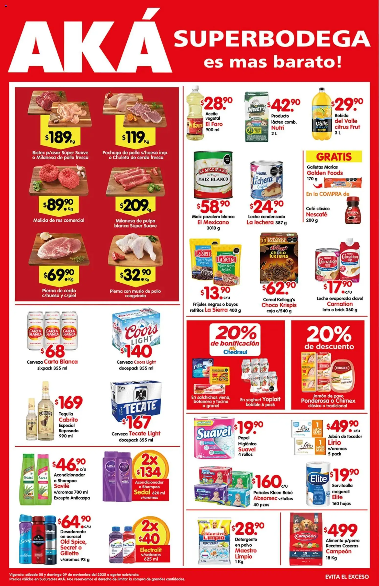 Nuevas ofertas de Arteli válidas en toda la República Mexicana desde el 08.11.2025. ¡Encuentra las mejores ofertas en Arteli folleto Aká Superbodegas! | Página: 1 | Productos: Milanesa, Cerveza, Res, Sierra