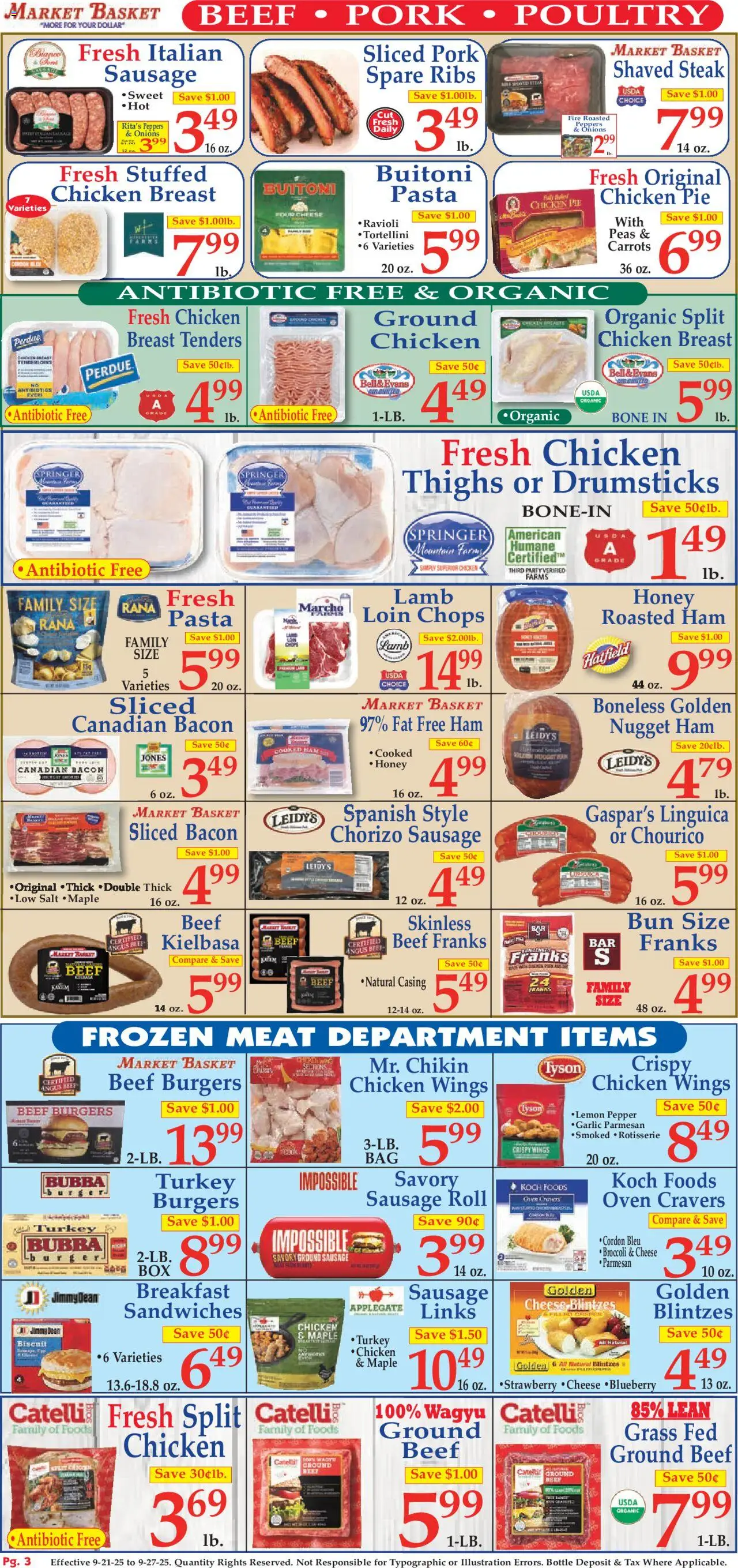 Market Basket Ad - valid from 21.09.2025 | Page: 3 | Products: Peppers, Basket, Beef, Garlic