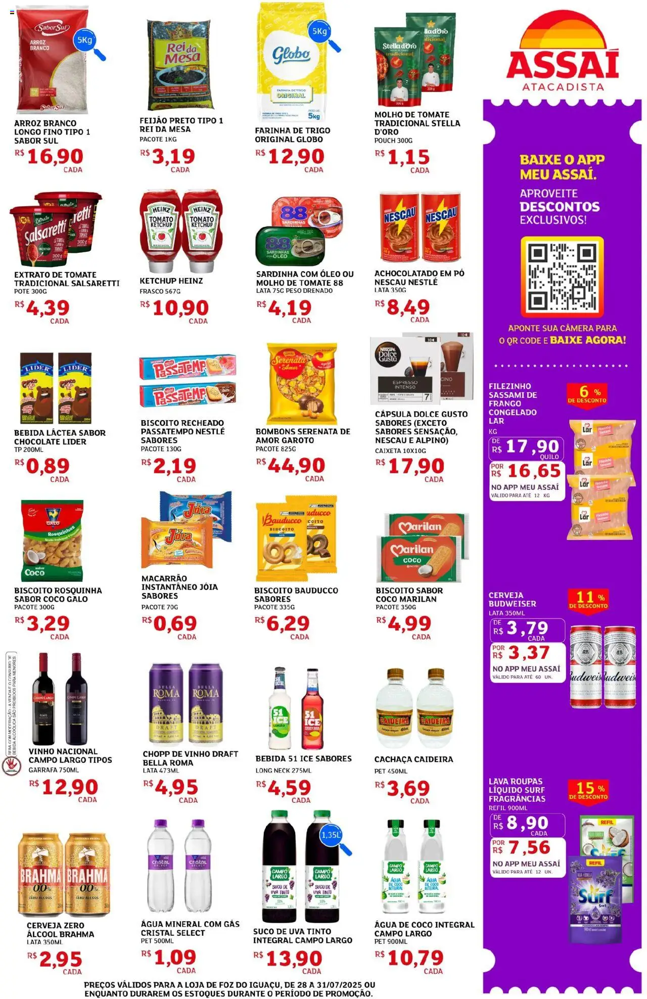 Assaí Atacadista Folheto - válido de 28.07.2025 | Página: 3 | Produtos: Nescau, Cerveja, Rosquinha, Sardinha