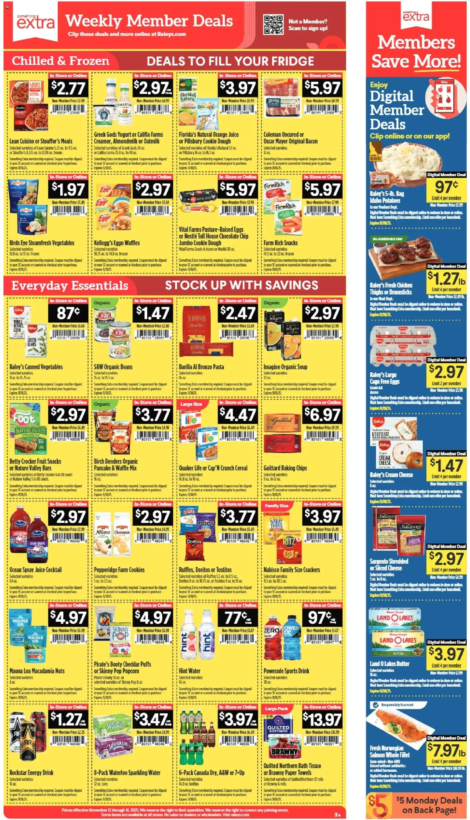 Raley's Weekly Ad - valid from 01.11.2025 | Page: 3 | Products: Bath, Yogurt, Juice, Chips