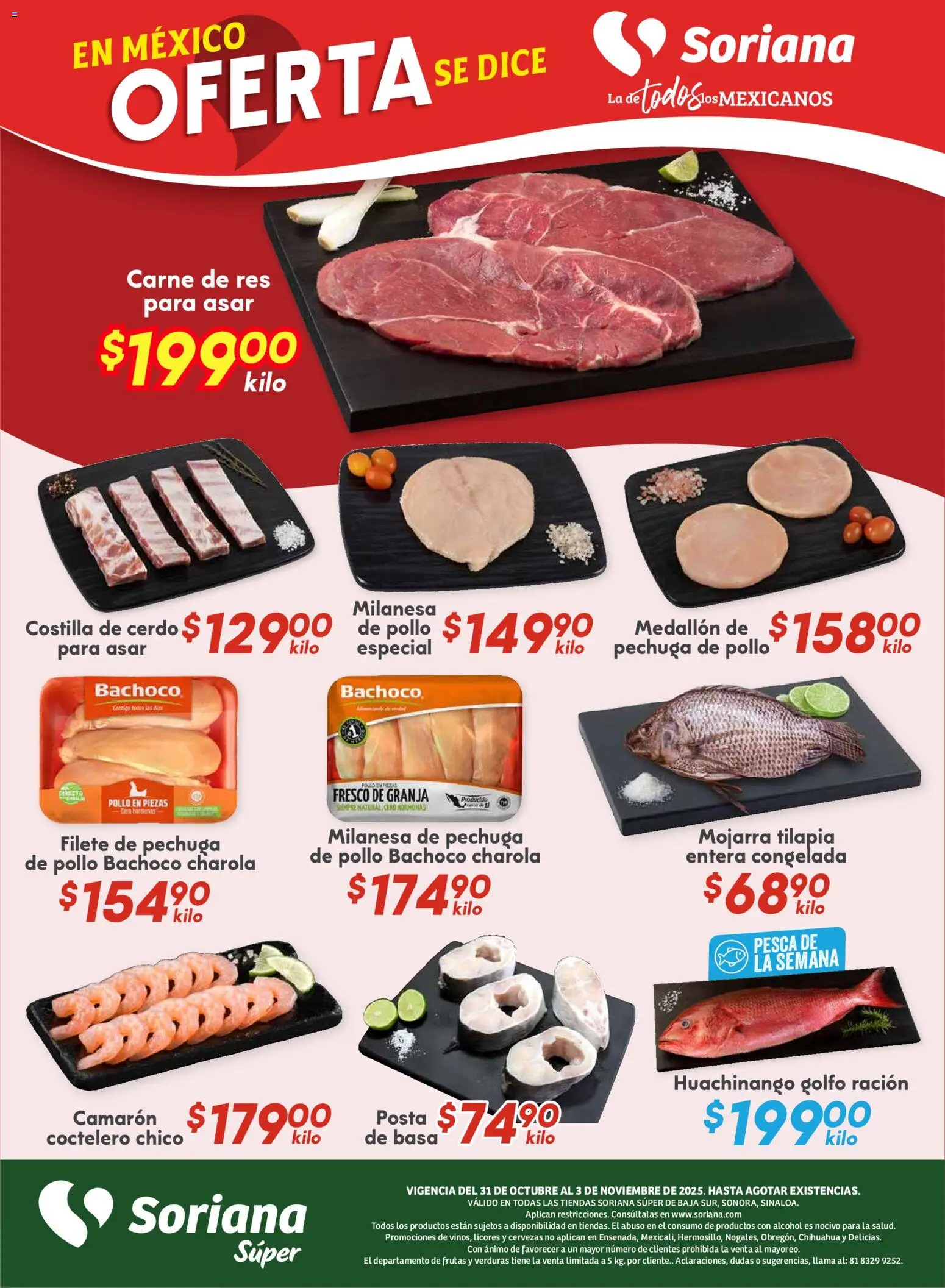 Nuevas ofertas de Soriana válidas en toda la República Mexicana desde el 31.10.2025. ¡Encuentra las mejores ofertas en Soriana - Fin de Semana Súper: BCS, Son y Sin! | Página: 4 | Productos: Pollo, Milanesa, Cerdo, Res