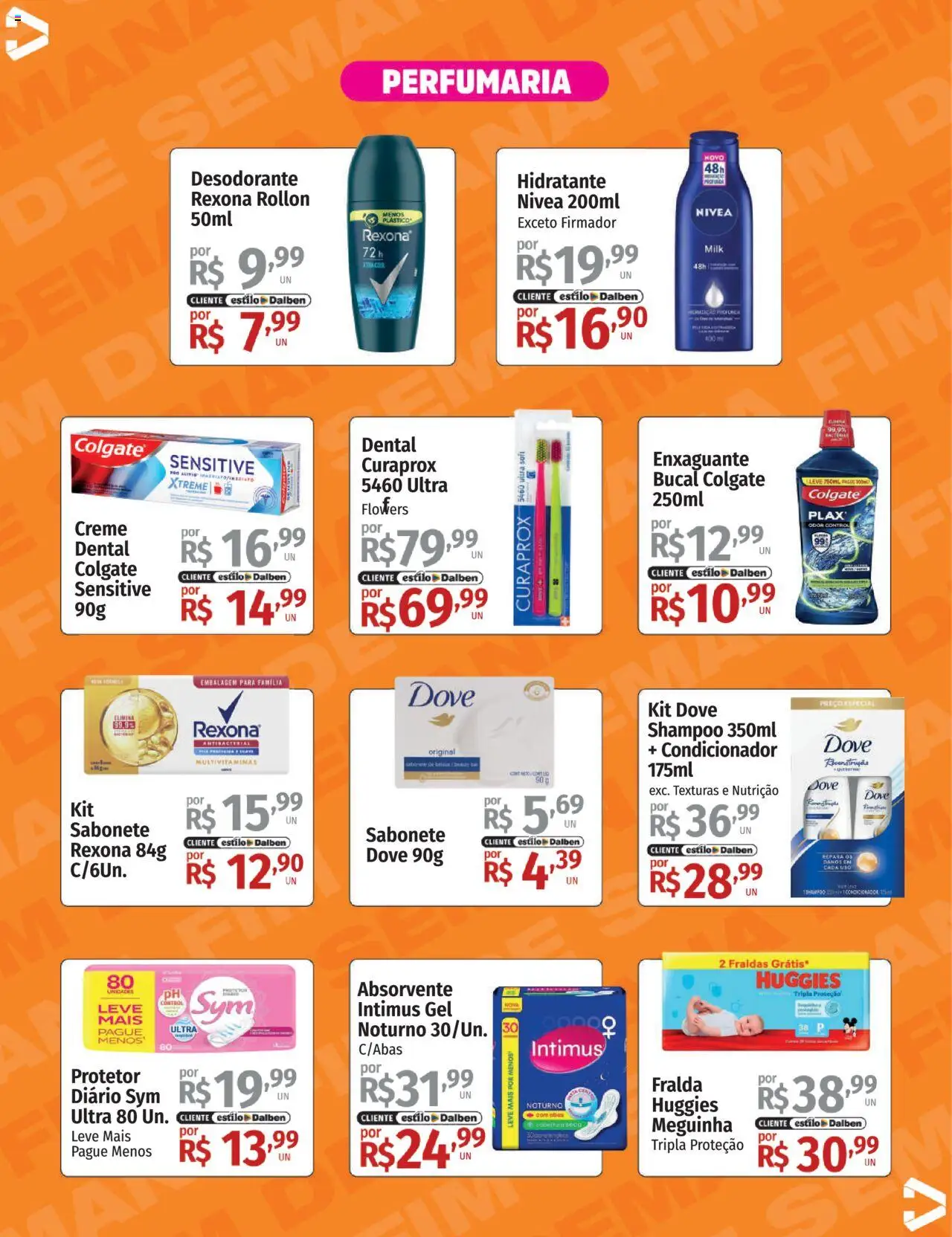 Supermercado Dalben Folheto - válido de 10.10.2025 | Página: 14 | Produtos: Desodorante, Fraldas, Dove, Absorvente