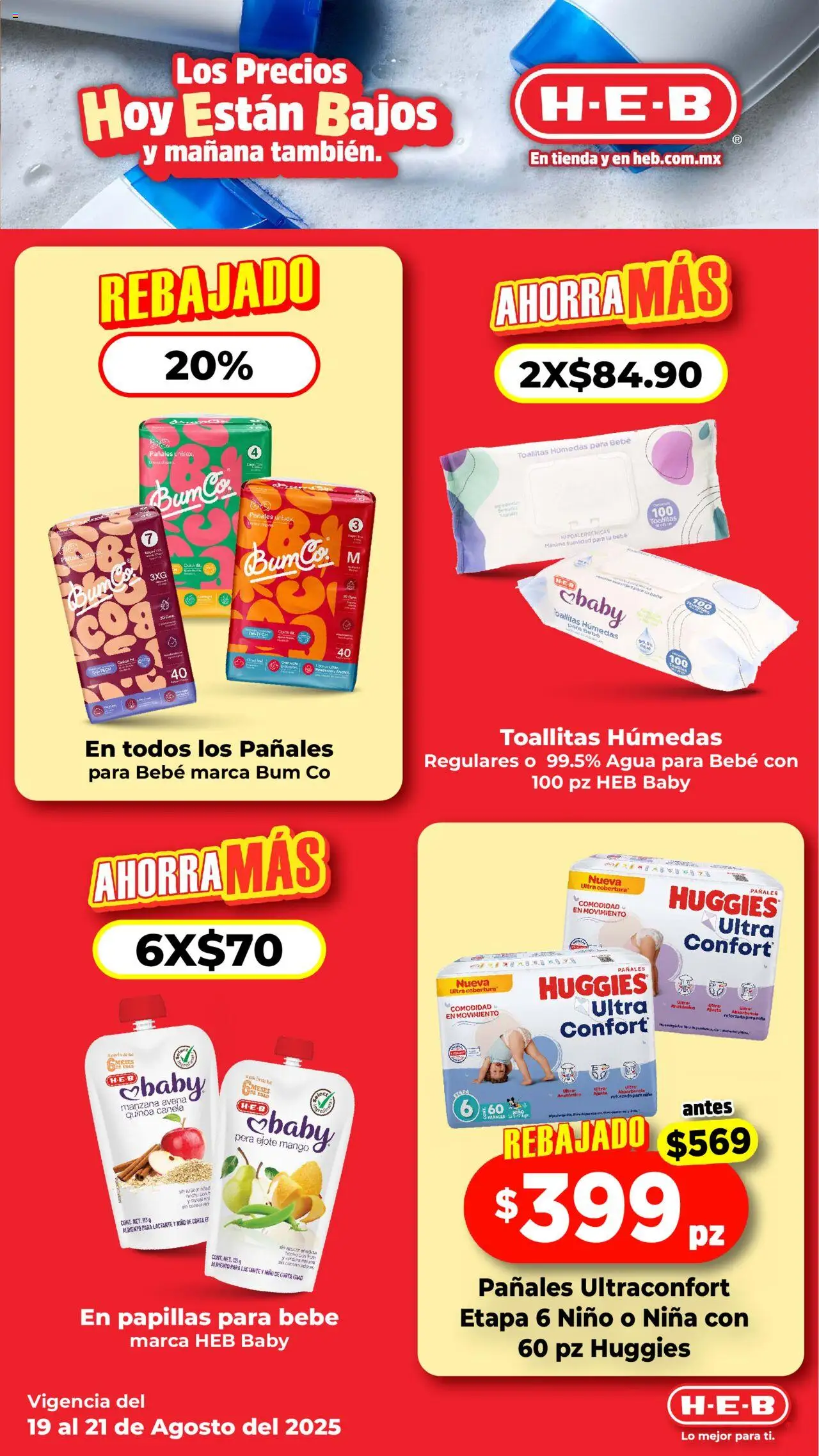 Nuevas ofertas de H-E-B válidas en toda la República Mexicana desde el 19.08.2025. ¡Encuentra las mejores ofertas en H-E-B folleto! | Página: 14 | Productos: Pera, Manzana, Agua, Toallitas húmedas