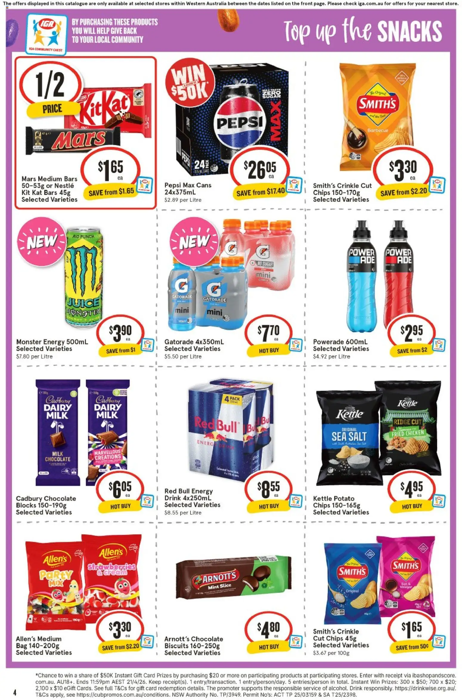 IGA catalogue - valid from 25.03.2026 | Page: 4 | Products: Milk, Chicken, Biscuits, Sugar